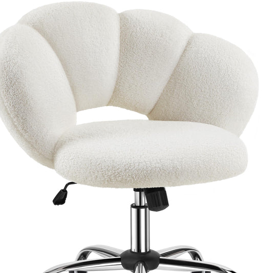 Yaheetech Desk Chair, Office Chair, Ergonomic Office Chair in Cloud Shape, Dressing Table Chair, Maximum Load 136 kg, Computer Chair, Height Adjustable, for Bedroom, Office, Living Room, White