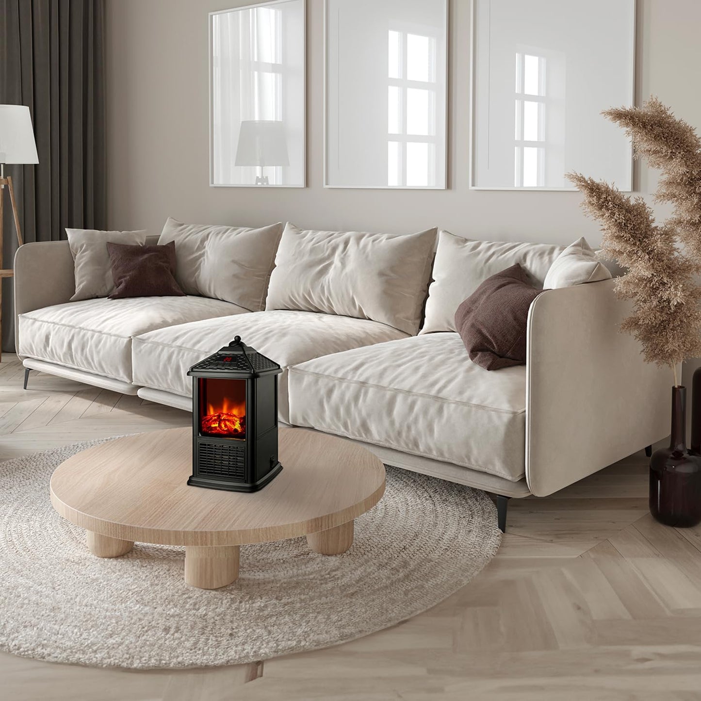 Avilia Electric Table Fireplace with Remote Control 1000 W - Programmable Timer up to 12 Hours and Remote Control - Elegant and Versatile Design Thanks to Its Dimensions 32 x 18.5 x 18.5 cm