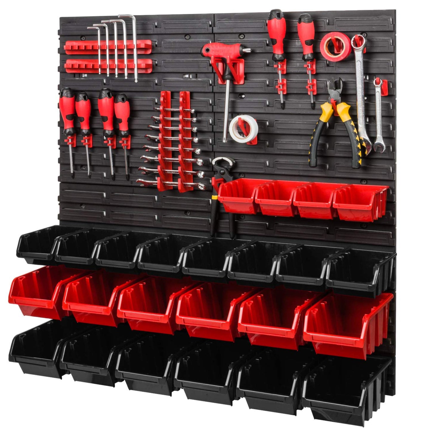 Storage System, 780 x 1152 mm, Stacking Boxes, Wall Shelf, 20 Holders, Storage Boxes, 44 Boxes, 5 Compartments