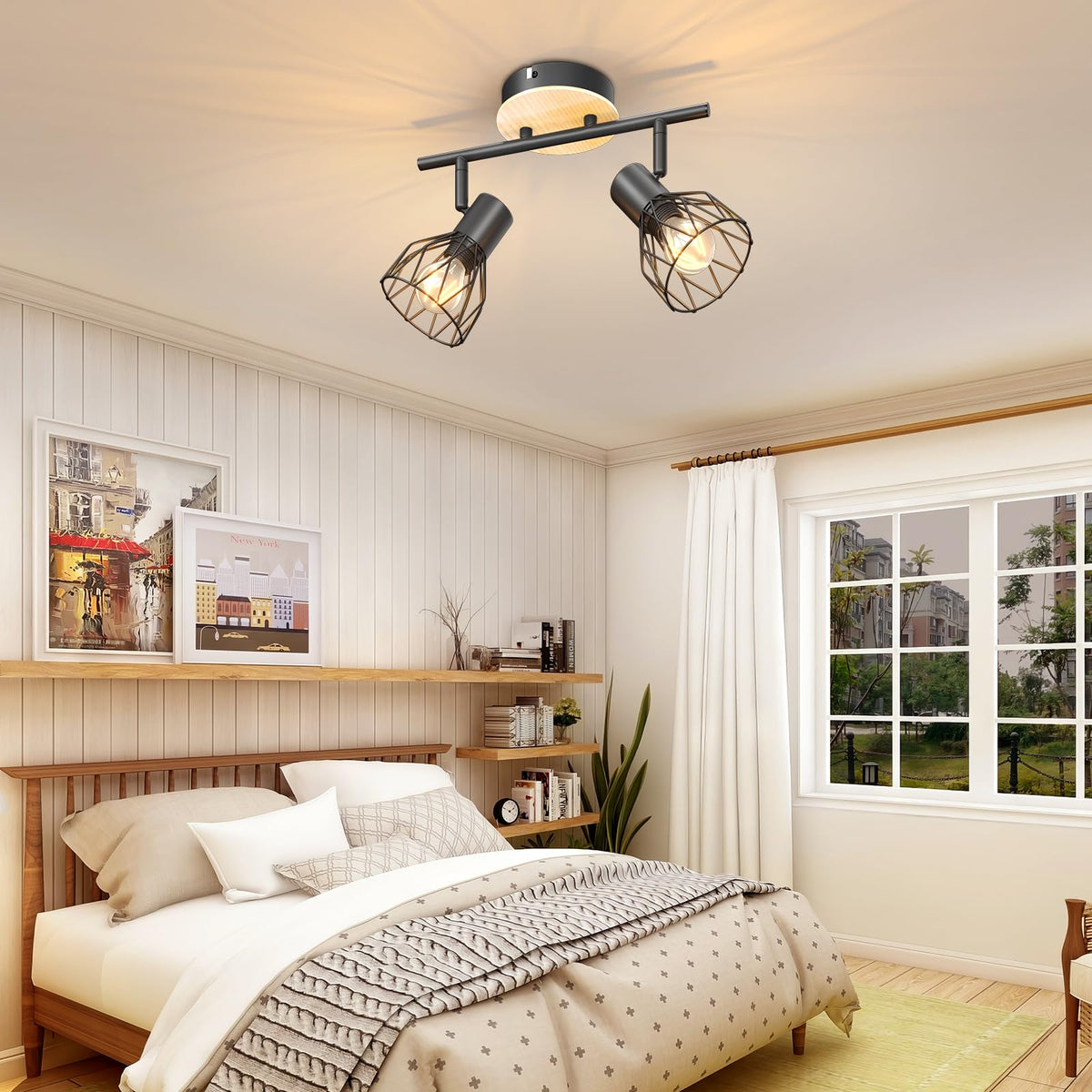 Kimjo 6-Bulb LED Ceiling Spotlight, Swivelling E14 Ceiling Spotlight, Black 6-Bulb Ceiling Light For Living Room, LED Kitchen Ceiling Light, Without Bulbs