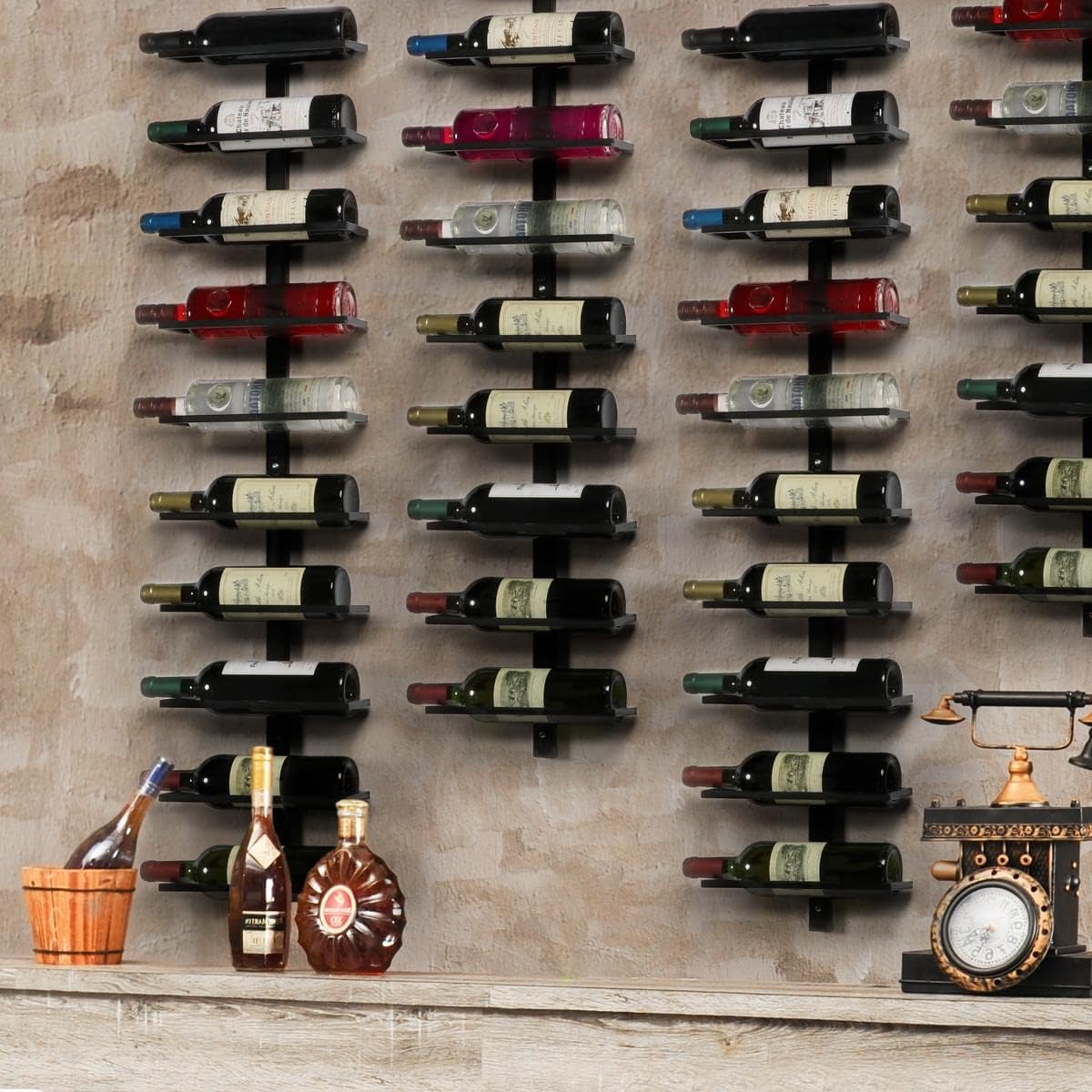 Yaheetech Wine Rack Bottle Holder Bottle Rack Wall Storage Rack Metal 10 Bottles Black