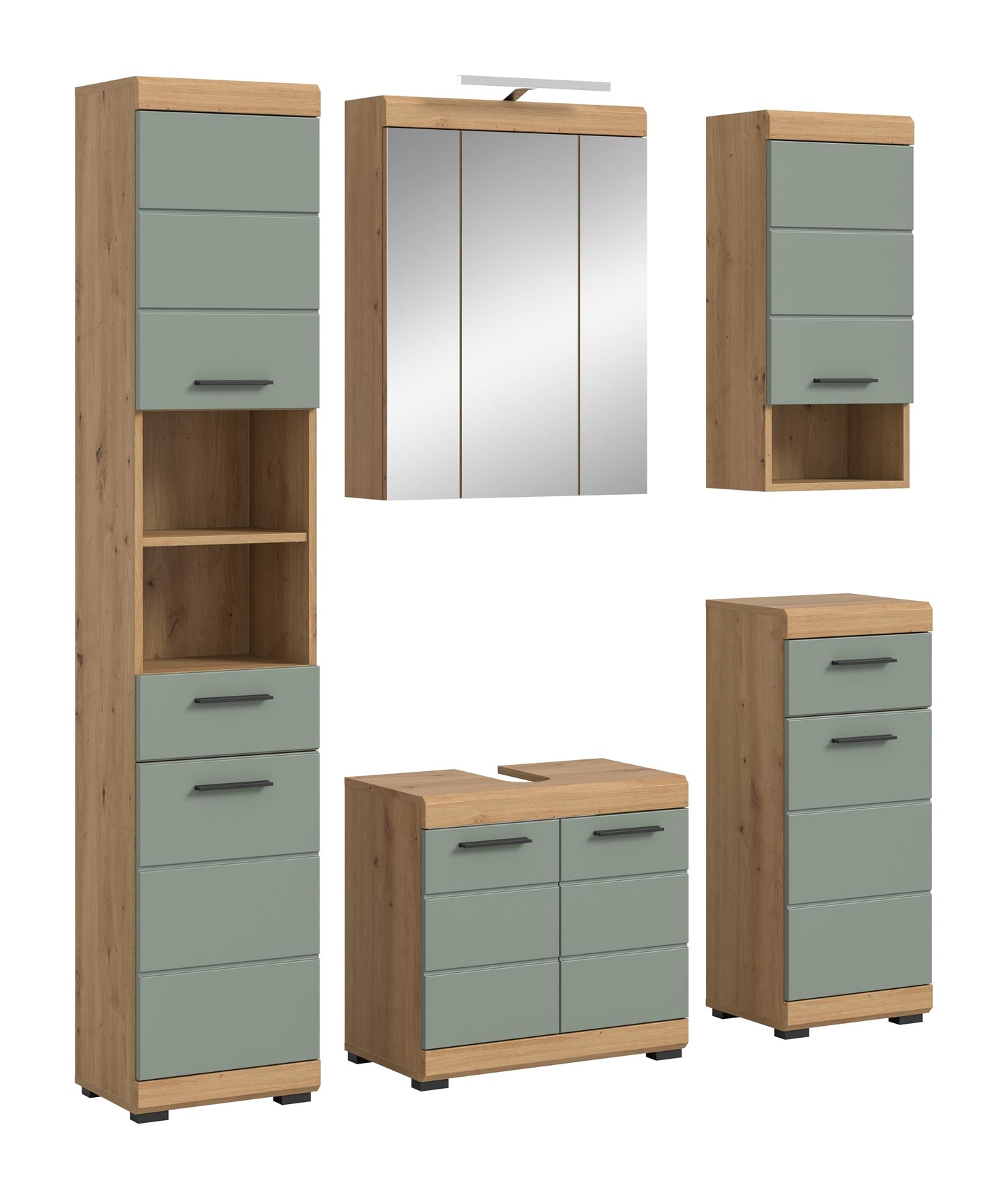 Badezimmer Scout X06B2723 Wall-Mounted Cupboard Wide Cabinet in Front White High Gloss Body Smoke Silver Nb. Approx. 74 x 79 x 24 cm