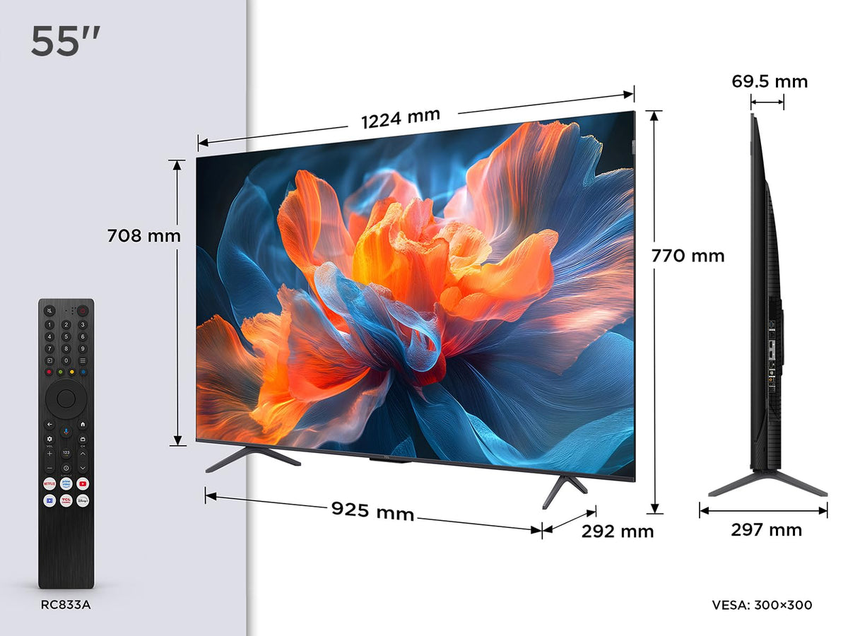 TCL 43T69C 43 Zoll QLED, Direct LED TV, 4K HDR TV, Smart Google TV (Dolby Vision & Atmos, Game Master, Motion Clarity, Kompatibel mit Google Assistant & Alexa)