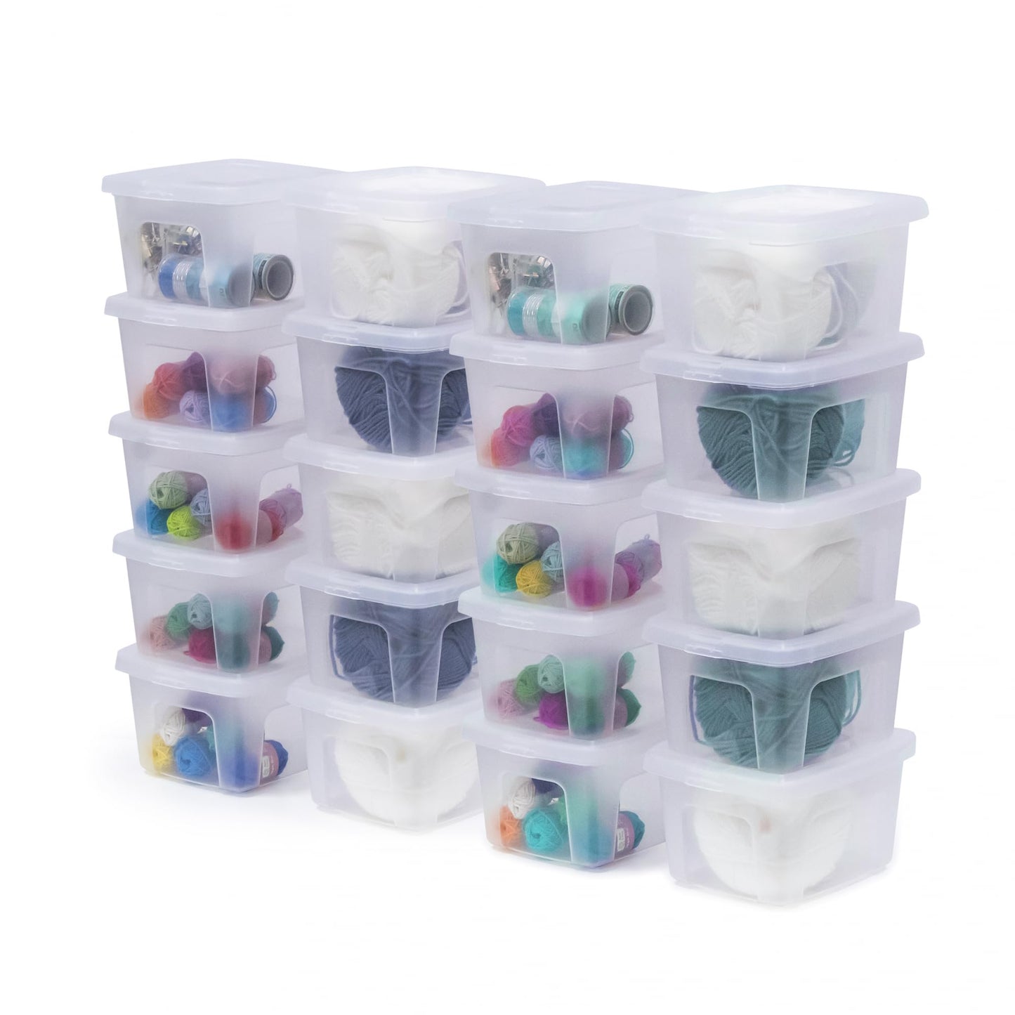 Iris Ohyama, Set of 14 5 Litre Clear Stackable Storage Boxes Living Room Bedroom - Modular Clear Box MCB-5 - Transparent