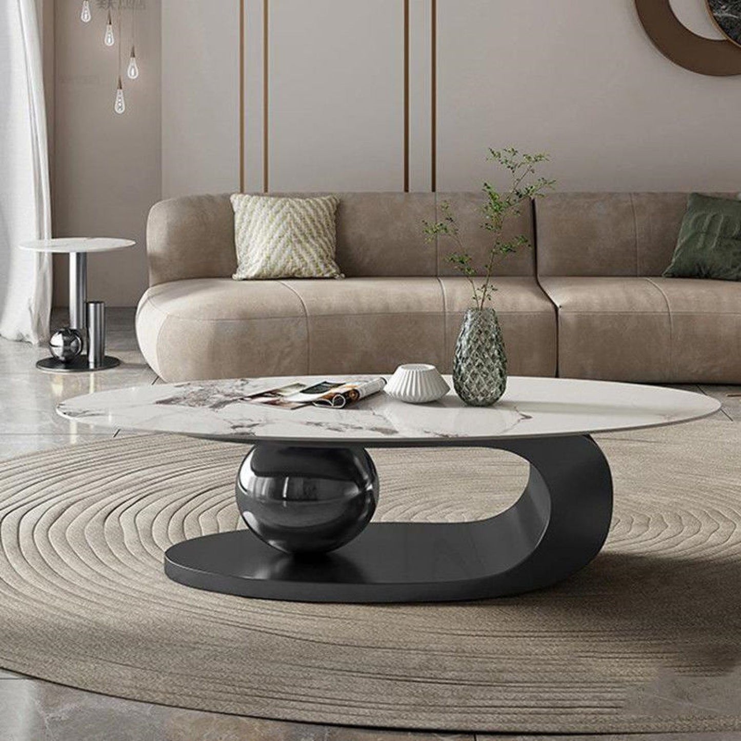 Luxury Marble Coffee Table with Golden Metal Bracket and Stone Worktop - Elegant Styling, Unique Design, Easy to Clean
