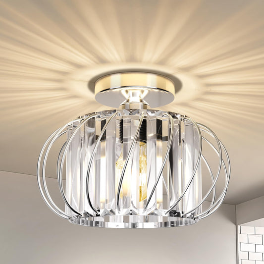 FRIDEKO HOME Modern Kronleuchter Kristall Deckenleuchte Gold,Kleine Kristall Deckenlampe E27 Fassung für Wohnzimmer Schlafzimmer Küche Flur,Ø23cm