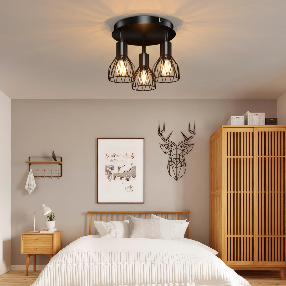 Kimjo 6-Bulb LED Ceiling Spotlight, Swivelling E14 Ceiling Spotlight, Black 6-Bulb Ceiling Light For Living Room, LED Kitchen Ceiling Light, Without Bulbs
