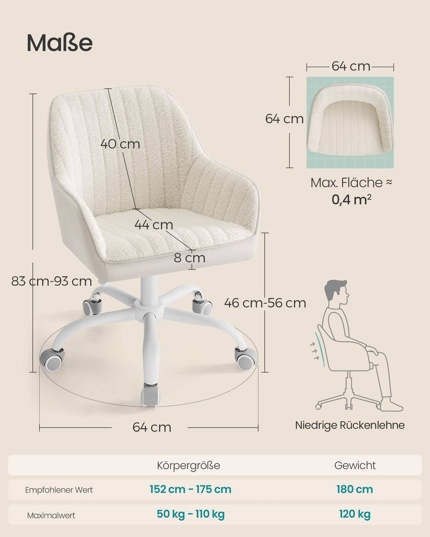 SONGMICS Office Chair Swivel Velvet Chair Foam Padding Height Adjustable Study Bar Slate Grey OBG012G01