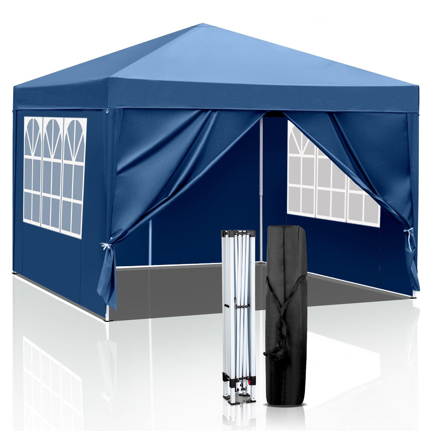 Gazebo 3 x 6 m, Folding Gazebo, Waterproof, Stable, Winterproof, UV Protection 50+, 420D Oxford, Foldable Height Adjustable, Party Tent, Garden Tent, for Garden, Camping, Outdoor, Black, 6