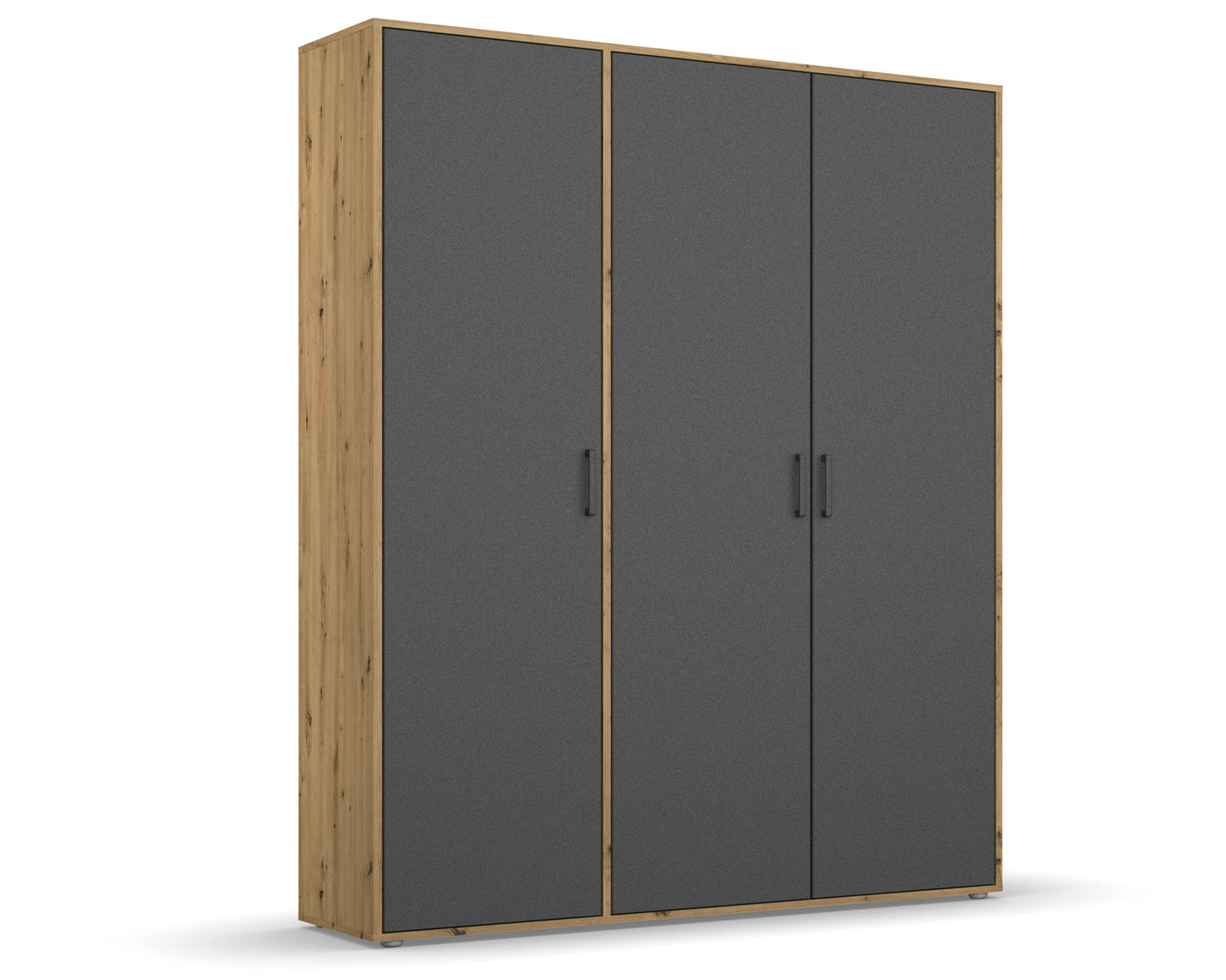 Rauch Möbel Voyager Hinged Door Cupboard, Alpine White/Artisan Oak, Wood, 3 Doors with 2 Drawers, Includes 1 Clothes Rail, 3 Shelves, 140 x 194 x 53 cm (W x H x D)