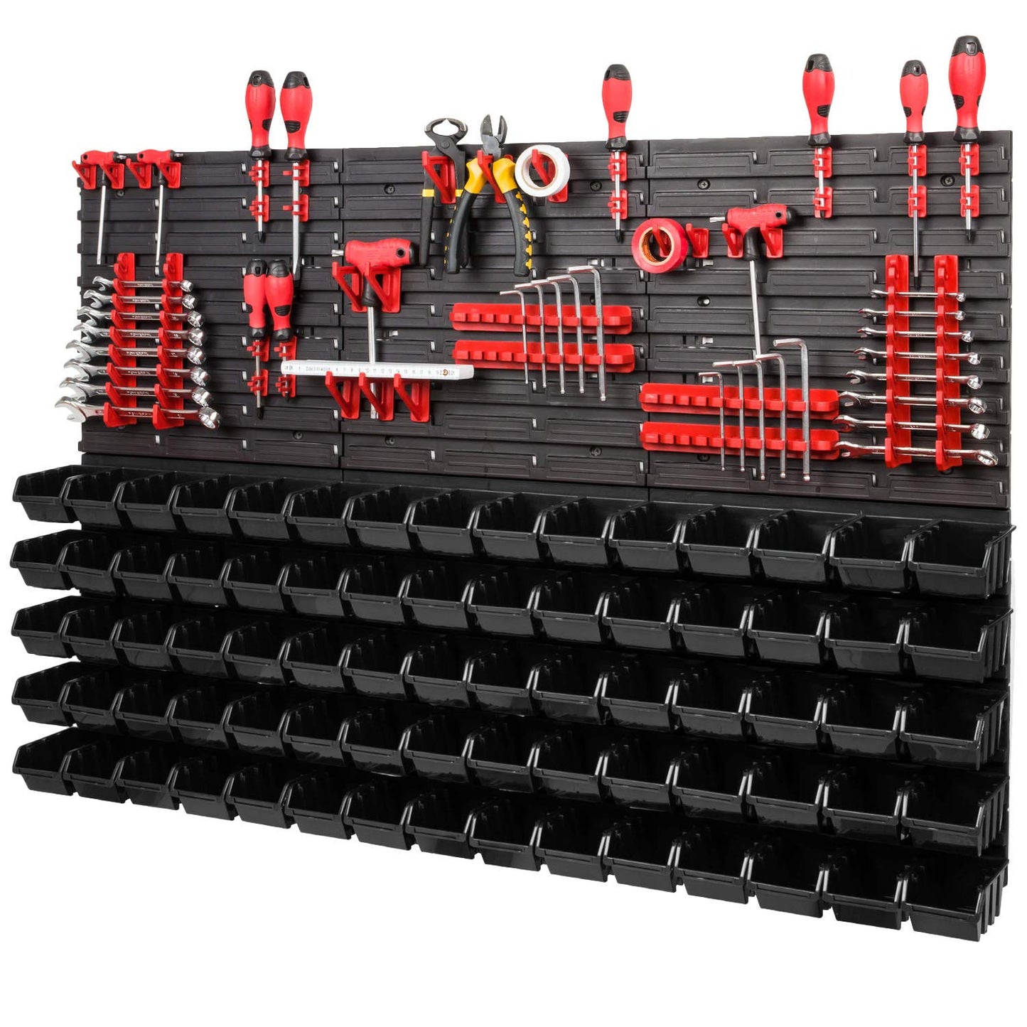 Storage System, 780 x 1152 mm, Stacking Boxes, Wall Shelf, 20 Holders, Storage Boxes, 44 Boxes, 5 Compartments