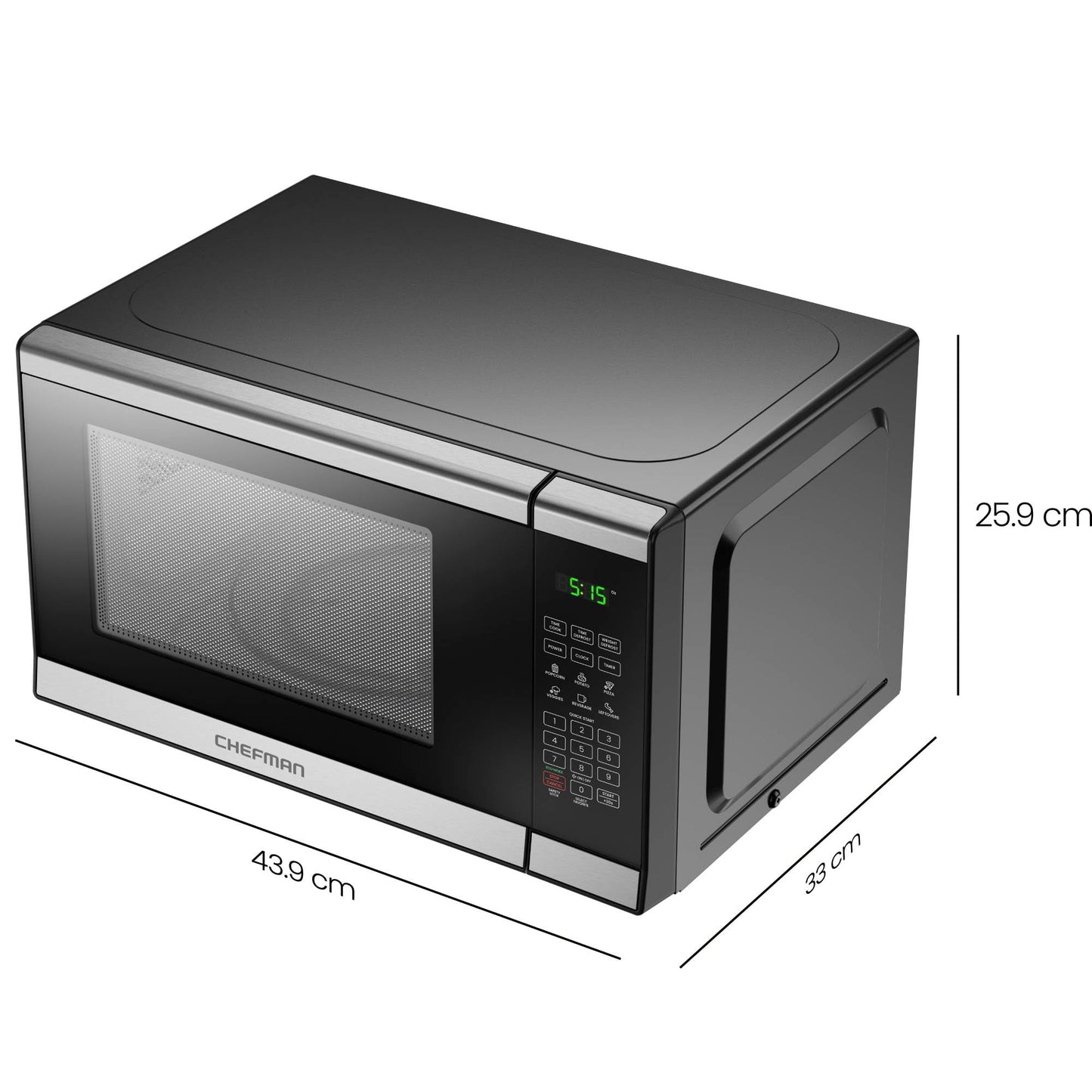 Chefman Microwave 20L 800W 6 Presets 10 Power Levels Digital Display Eco Mode Memory Function Mute Child Protection
