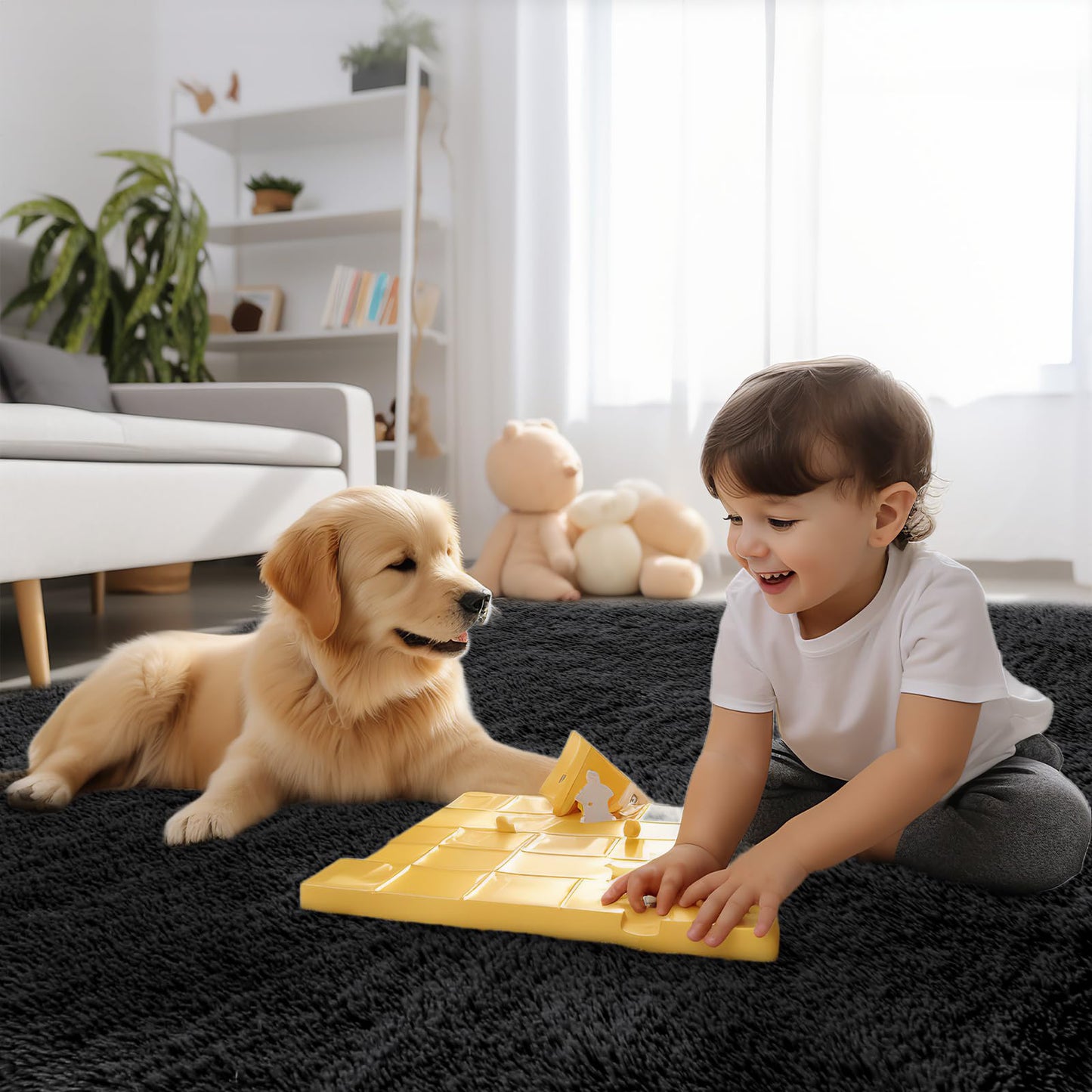 Sour Lemon Hochflor Teppich Grau Teppich Wohnzimmer 140x200 Waschbar Anti-Rutsch Extra Große Teppiche Schlafzimmer Flauschige Moderne Teppiche Matte Teppichen für Schlafzimmer Kinderzimmer