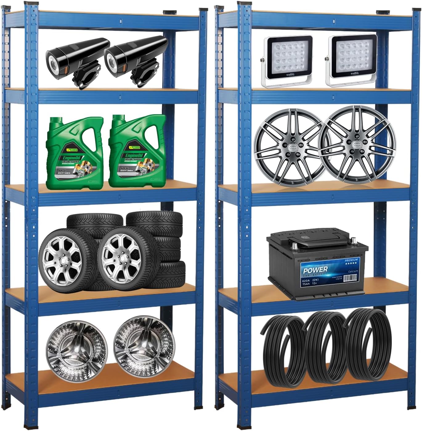 SIGNZWORLD Premium Heavy Duty Shelving Unit 150 x 70 x 30 cm, Mounting Material 875 kg Load Capacity, 5 Adjustable Sturdy Shelving MDF Panels for Storage Shelving Basement Shelving Garage Cellar Room