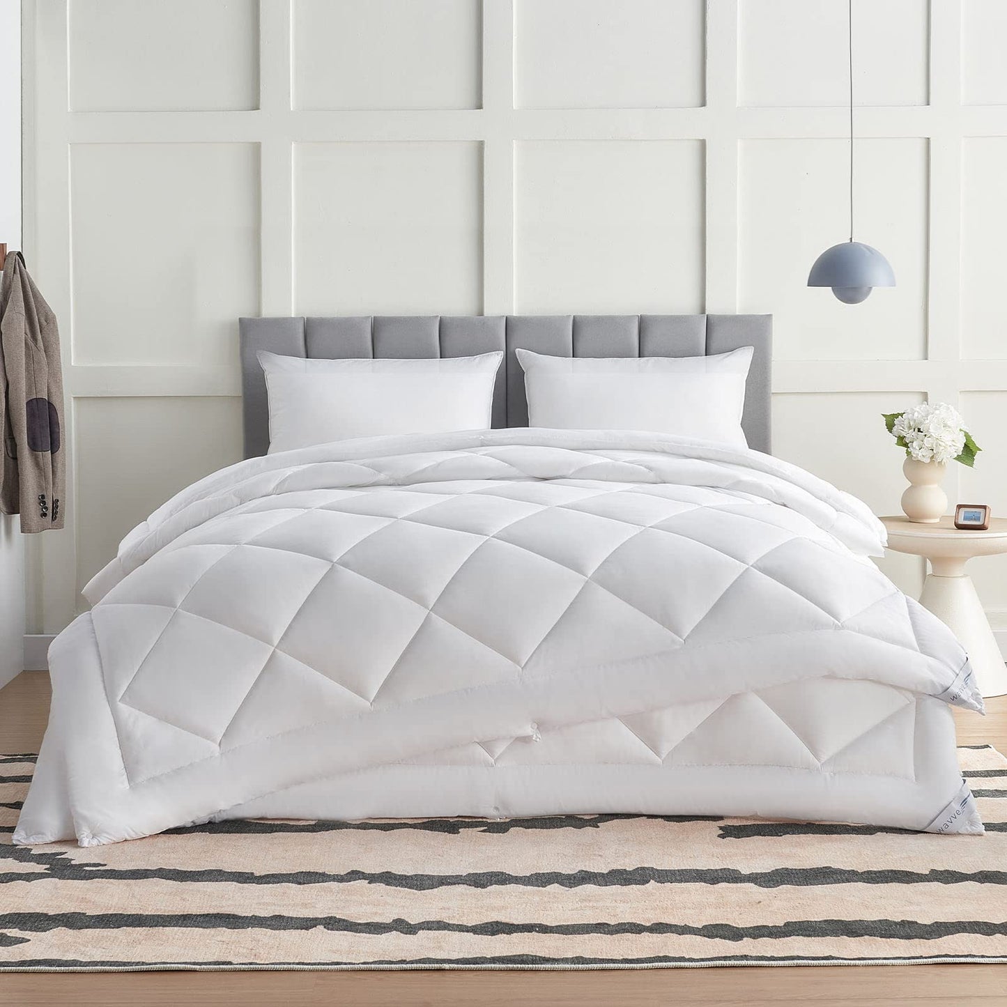 WAVVE Duvet 135 x 200 cm 4 Seasons 2-Piece Grey - All Season Duvet 135 x 200 cm 300 g/m² Summer Duvet 135 x 200 150 gsm = Winter Duvet 450 gsm, Quilt 200 x 135 cm for Four Seasons/Summer/Winter