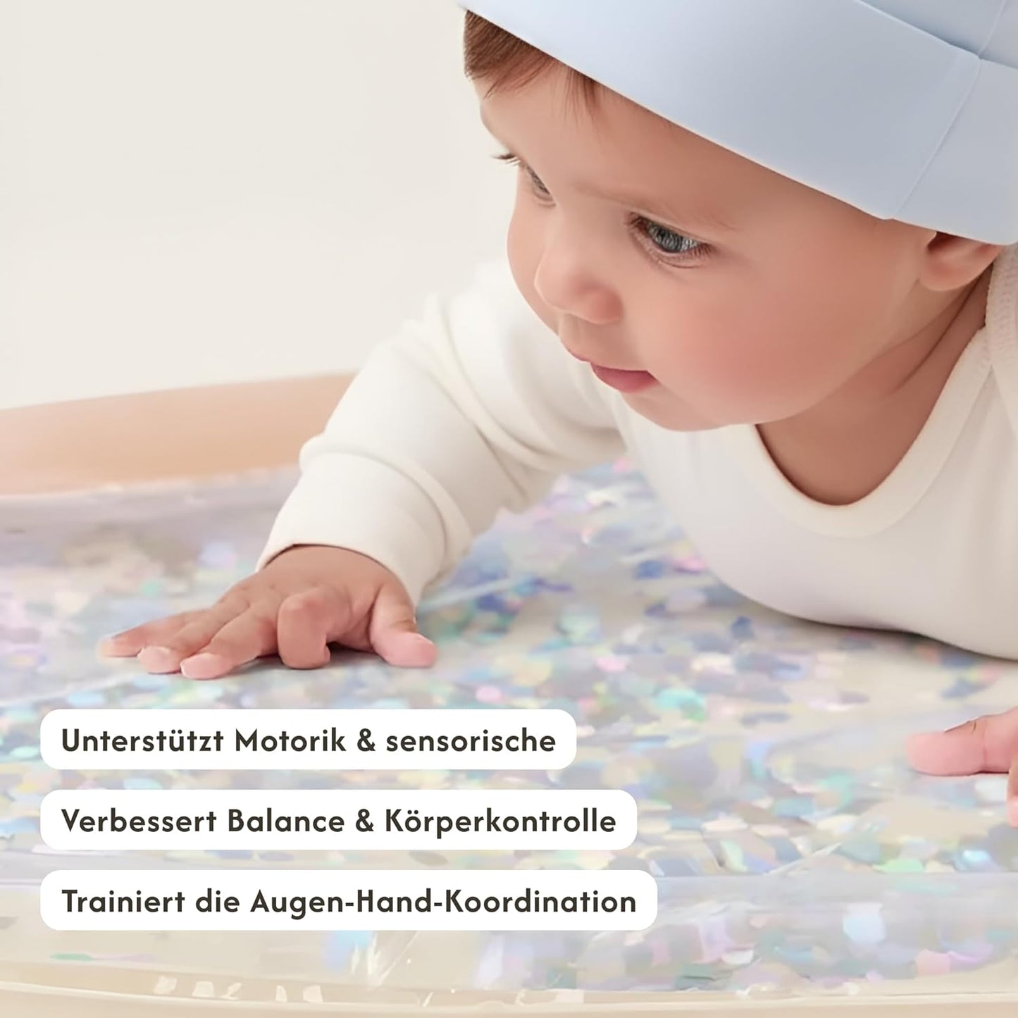 Hakuna Matte Baby Water Mat 73 x 42 cm - Tummy Time Water Mat from 3, 6 & 9 Months, Sensory Toy Baby with Glitter, Montessori Water Play Mat, Stomach Position Toy, Aquarium, BPA-Free, Odourless