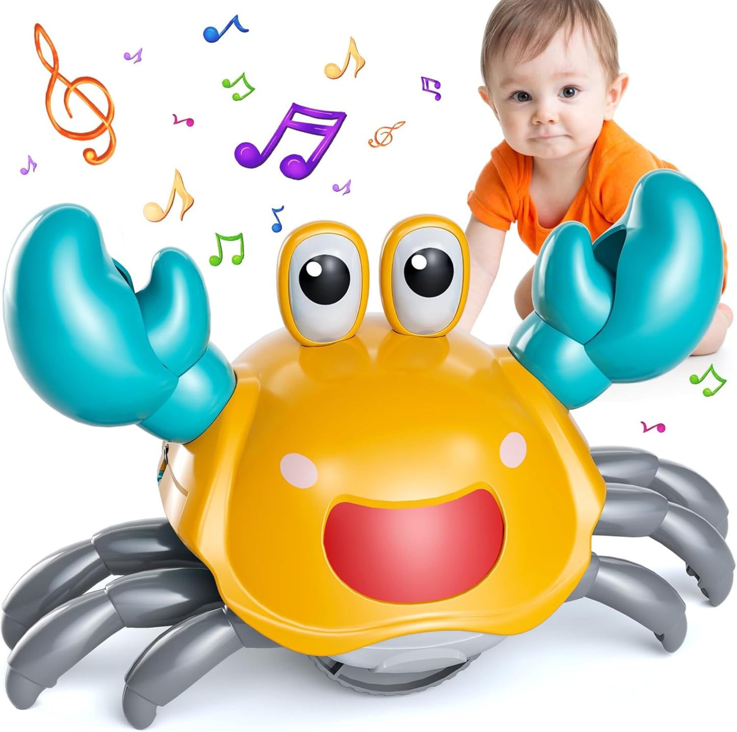 KukuFun Crawling Crab Baby Toy, Baby Belly Time Walking Dance Moving Crab Toy for Babies Girls Boys, Crawling Crab Baby Toy Toddler Birthday Gifts