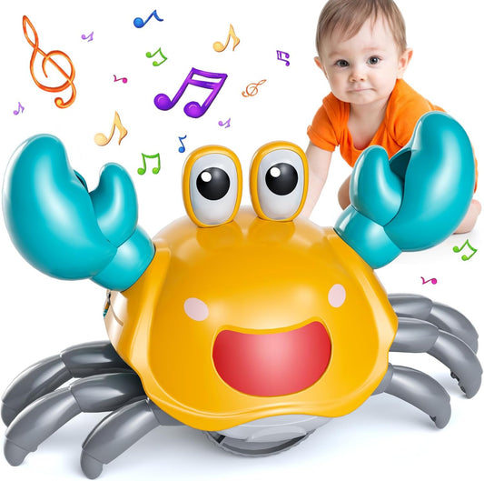 KukuFun Crawling Crab Baby Toy, Baby Belly Time Walking Dance Moving Crab Toy for Babies Girls Boys, Crawling Crab Baby Toy Toddler Birthday Gifts