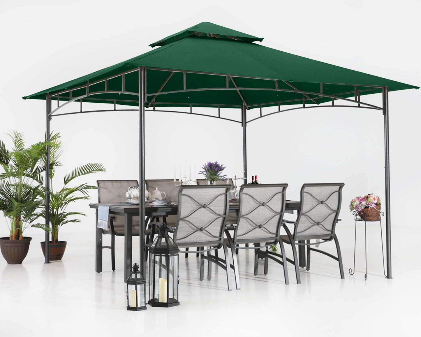 ABCCANOPY Pavillon 2.5x2.5m Wasserdicht Stabil Winterfest Gartenpavillon，Doppeldachweichdach Hinterhof-Partyzelt mit Netz für Schatten und Regen,Grau