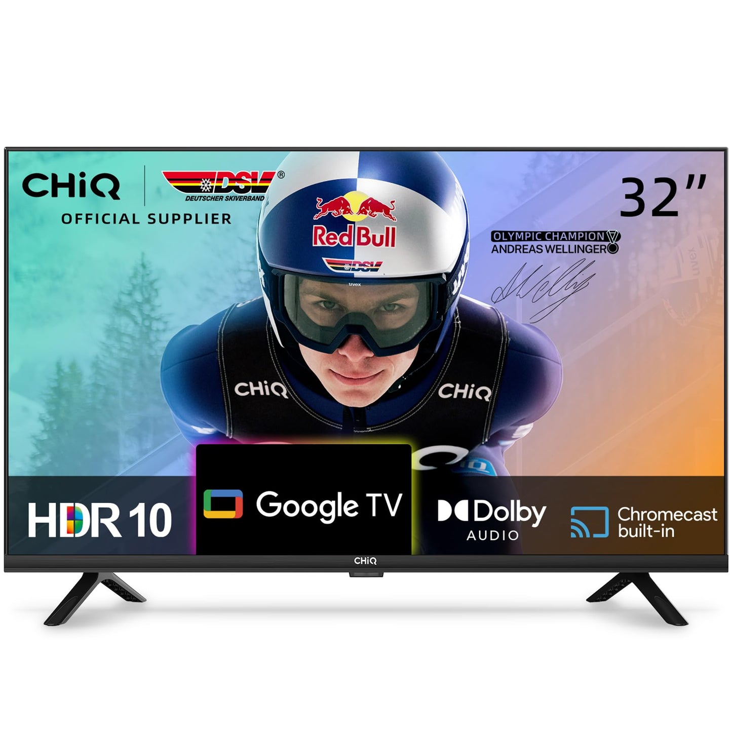 CHIQ L40FT 40 Zoll, Full HD, (100 cm) Smart Fernseher, HDR10, Dolby Audio & DBX-tv, Triple Tuner DVB-C/T2/S2, Integrierter Chromecast, Metall Randlos Design