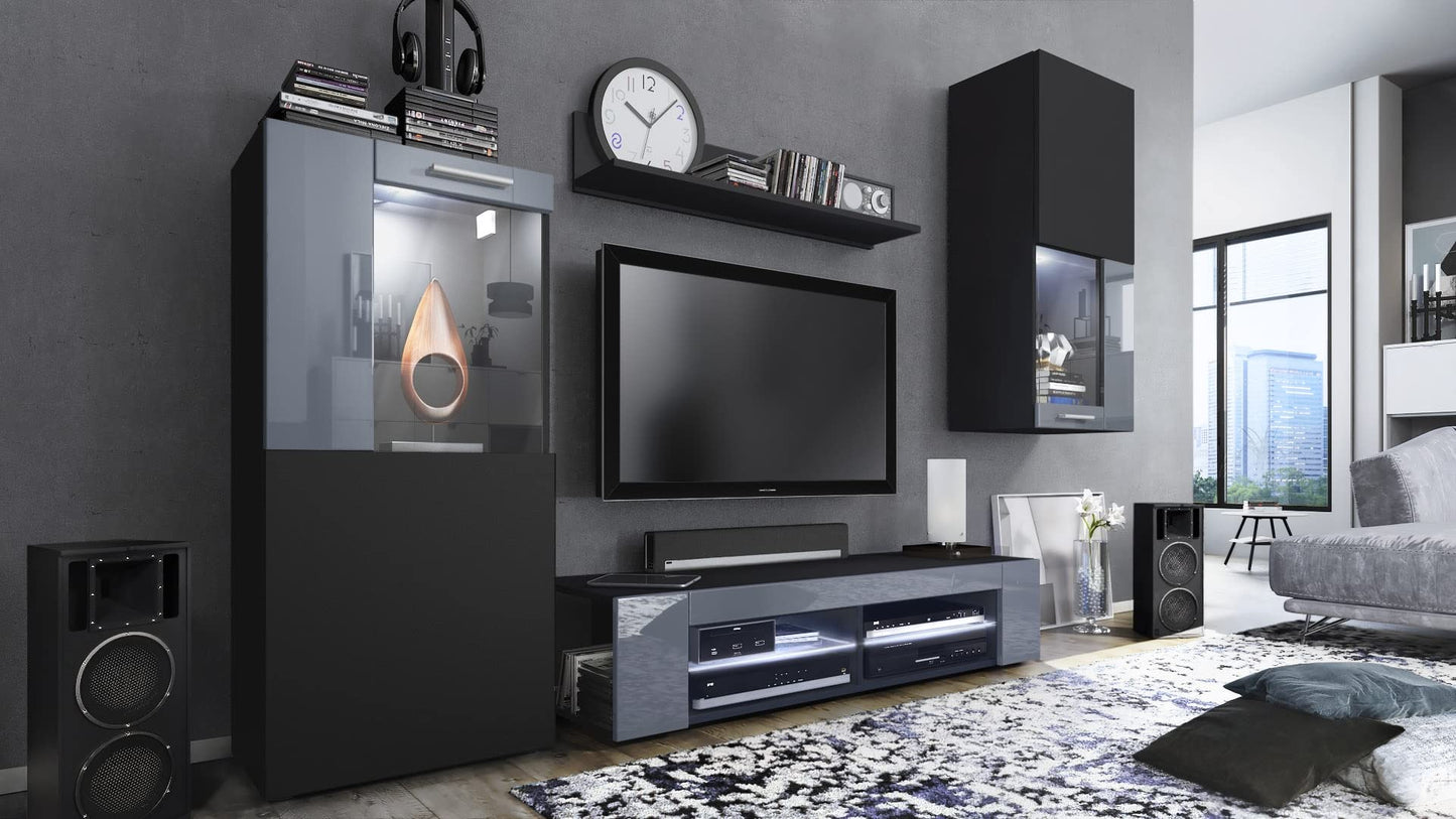 Vladon Movie Wall Unit, Black