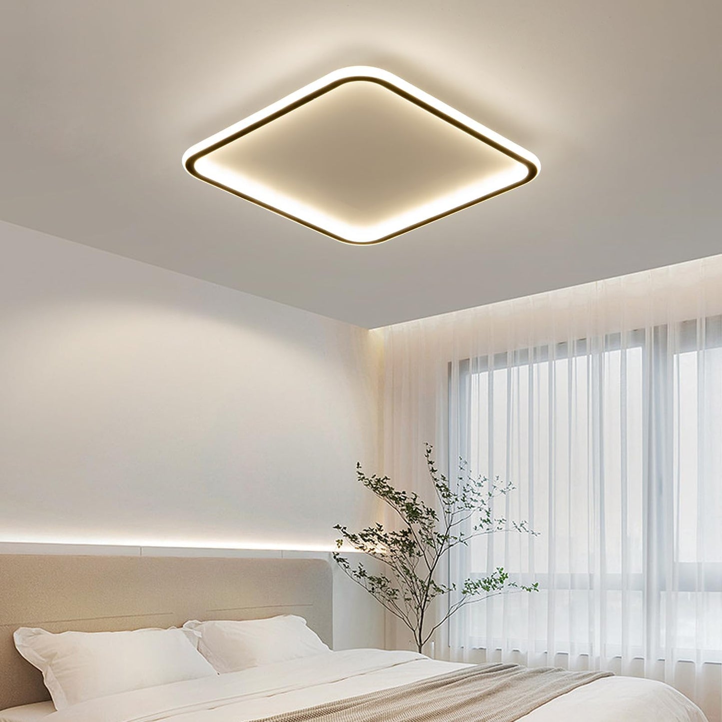 Mikeru 3000K Ceiling Light, 40 cm LED Round Ceiling Lighting, Warm White Ceiling Light, Flush Mount Bathroom Ceiling Lights Without Remote Control for Living Room, Hallway, Bedroom