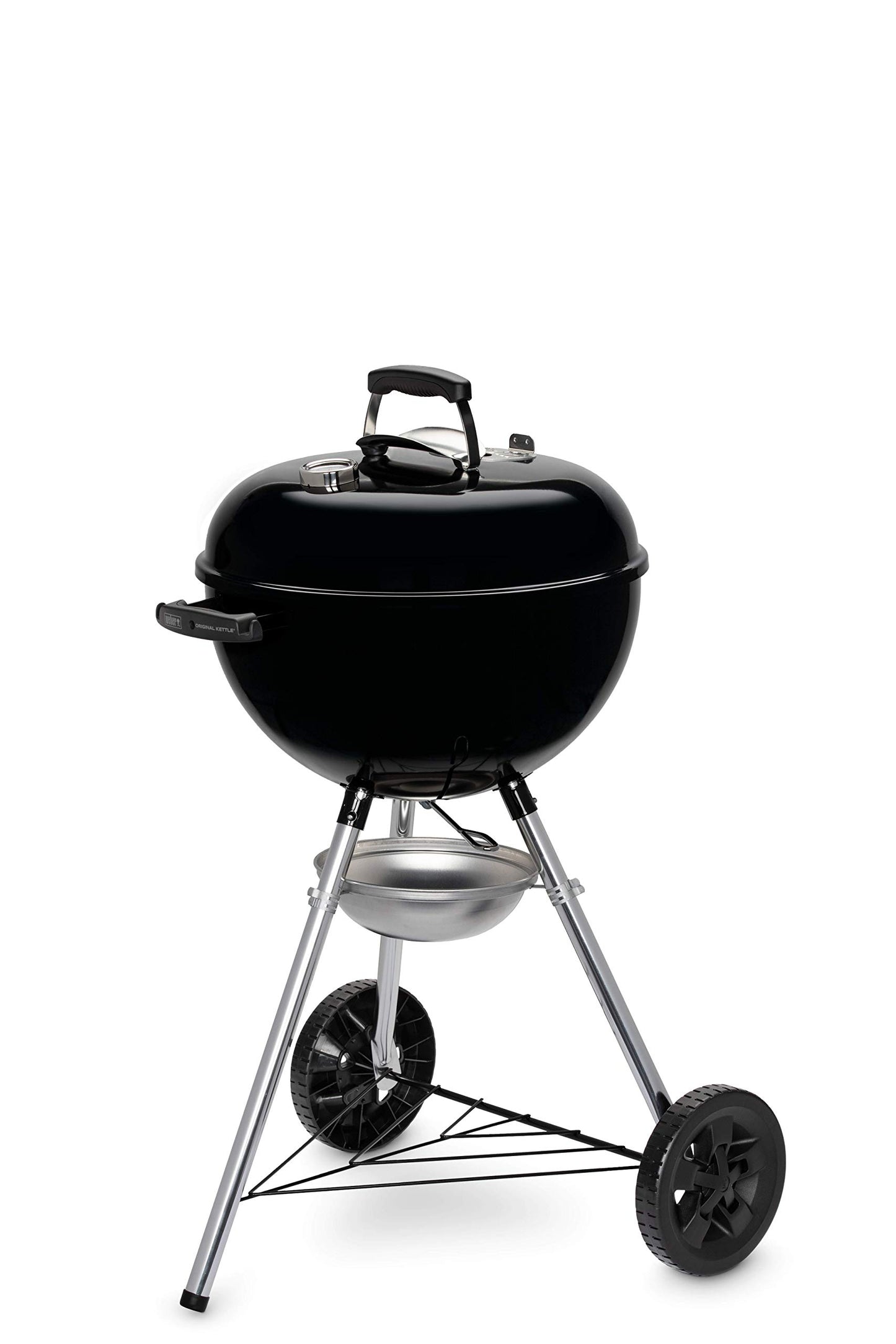 Weber Compact Kettle Charcoal Grill, Diameter 47 cm Grill Area, BBQ Grill with Porcelain Enamelled Lid and Kettle, Tripod Stand & Wheels, Chrome-Plated Cooking Grate, Black (1221004)