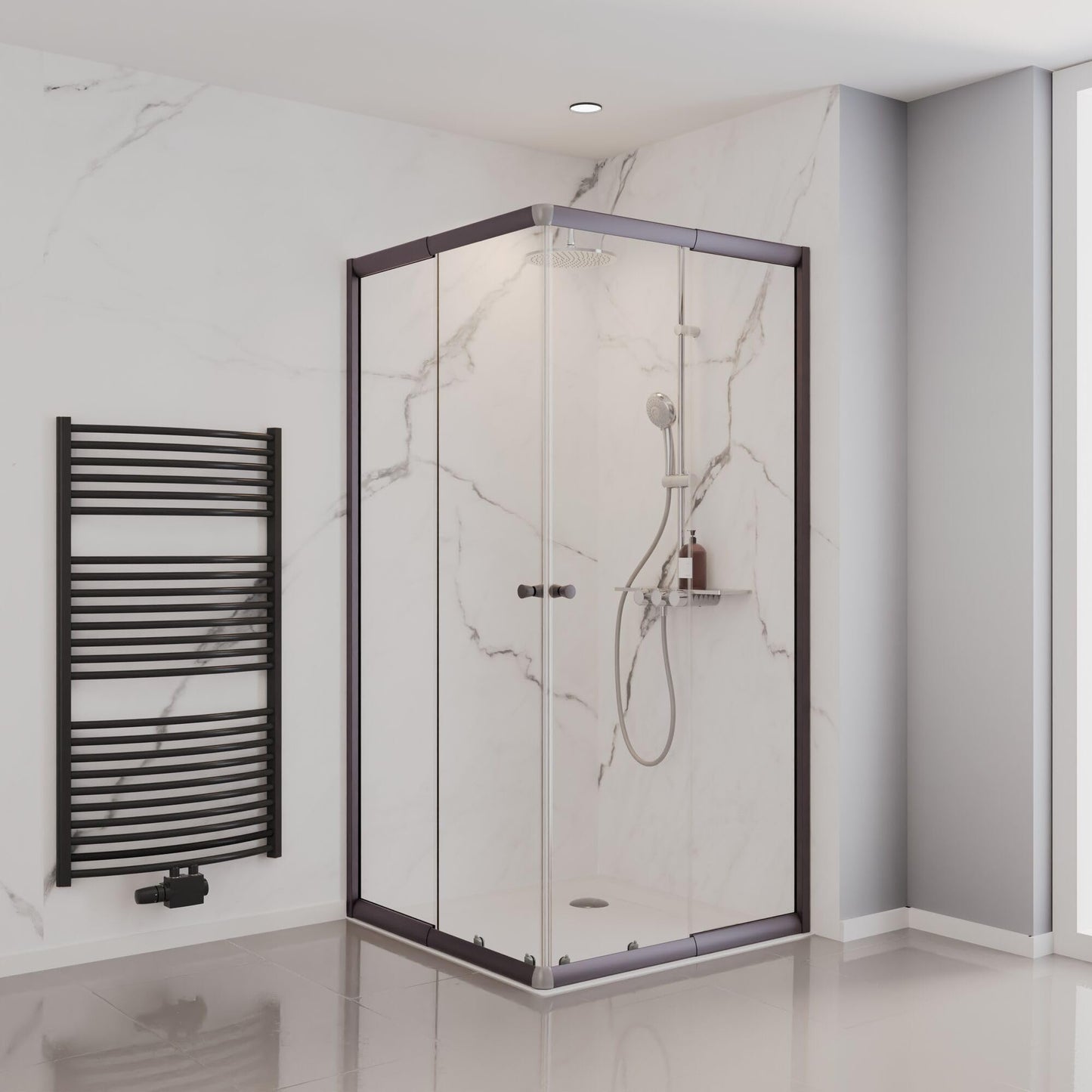 Shower Cubicle Sunny Corner Entry with Sliding Doors, 4060991057809