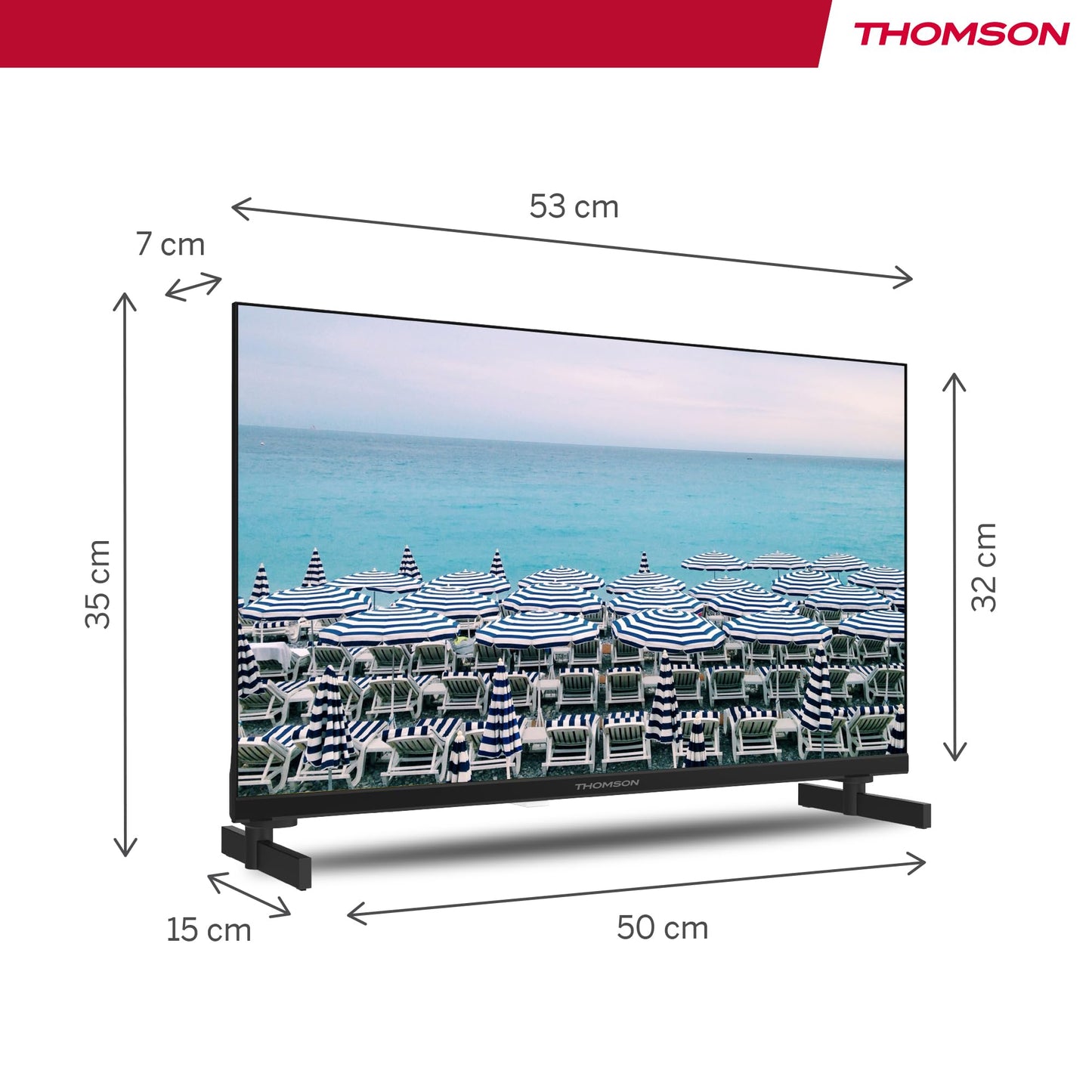 Thomson 24 Inch (60 cm) LED HD Easy TV - No Smart - Hotel Mode, USB, HDMI, Triple Tuner (Cable, Satellite, Antenna), AV IN, CI+, A+ Panel - 24HD2S13