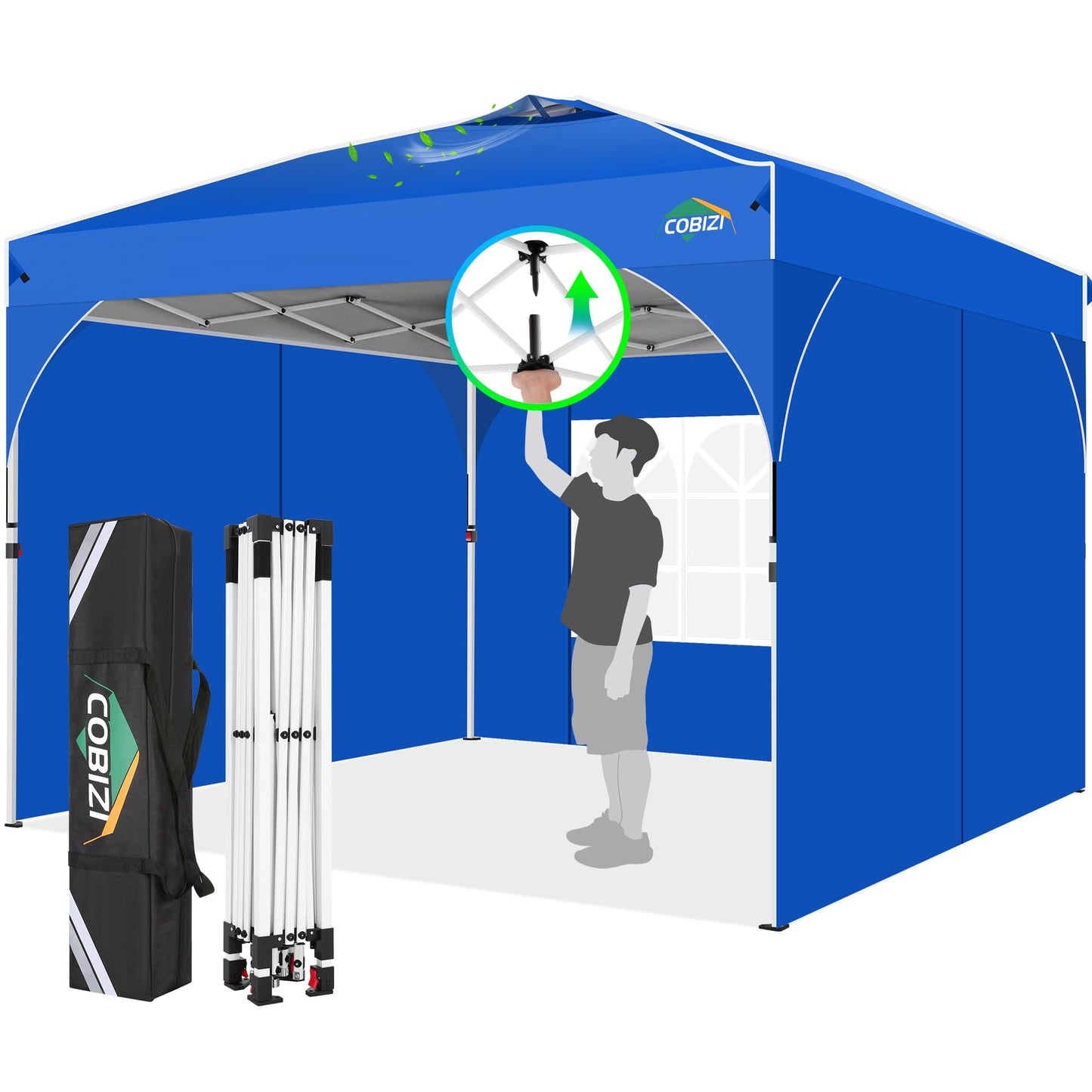 COBIZI Pavillon 3x6,Faltpavillon 3x6 Wasserdicht Stabil Winterfest, Sofort aufklappbare Vordächer Outdoor Gartenzelt mit 6 Seitenteilen, für Party Garten Festival, Weiß