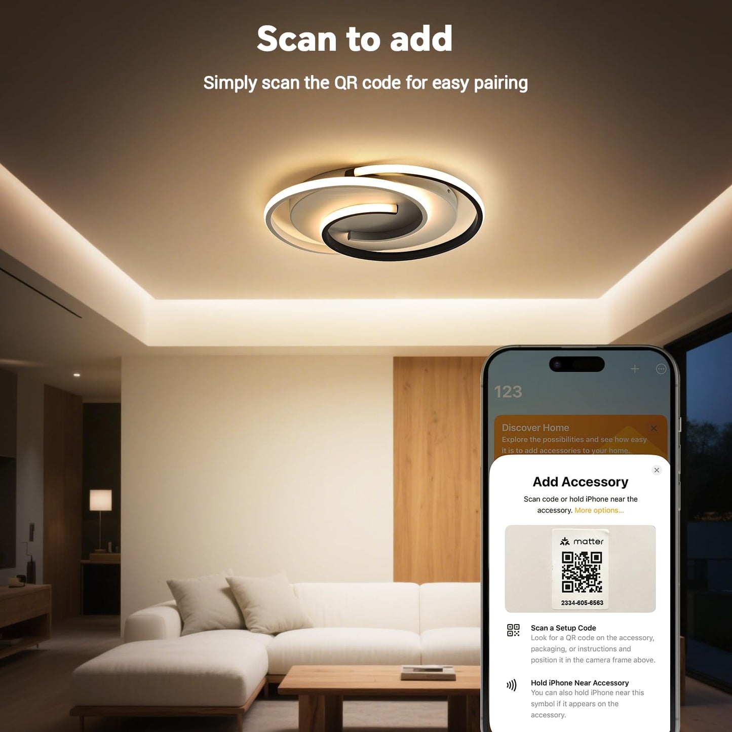 Ceiling Light with Remote Control, Dimmable Ceiling Light Bedroom with Matte Compatible with HomeKit, Alexa, Google & IFTTT, 32 W, 3840 lm, Modern LED Ceiling Light for Bedroom, Living Room, Diameter 40 cm