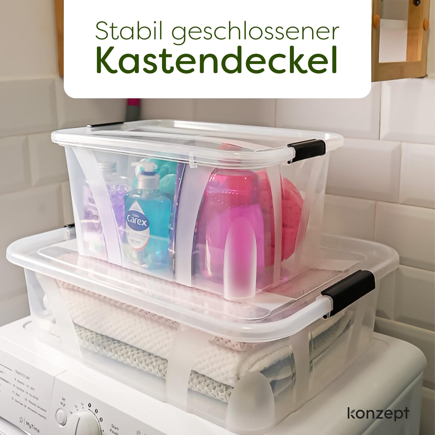 KONZEPT Storage Box with Lid 32L BPA Free Heavy Duty Locking Clips