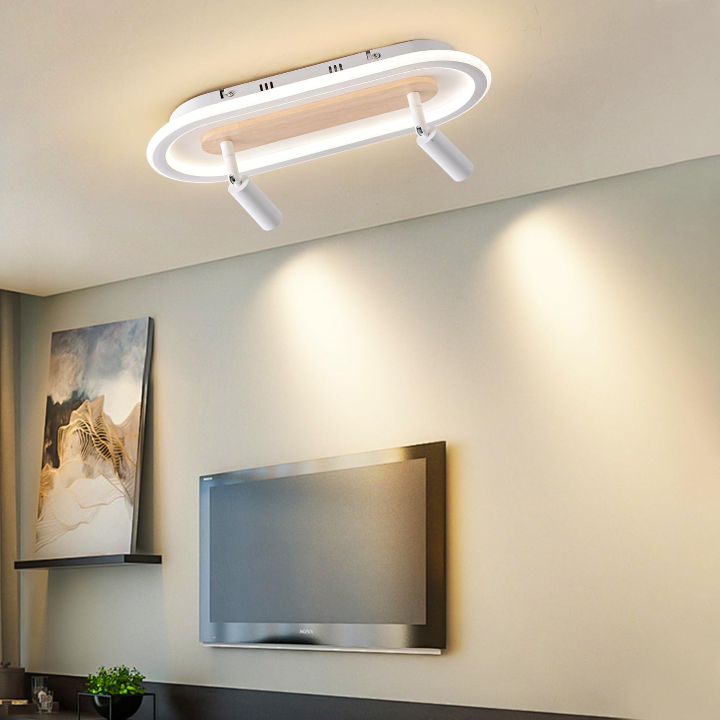 34 cm LED Ceiling Light Bedroom Wooden Children's Room Lamp Ceiling Star Children's Lamp Dimmable Ceiling Lamp for Children Lamp with Remote Control