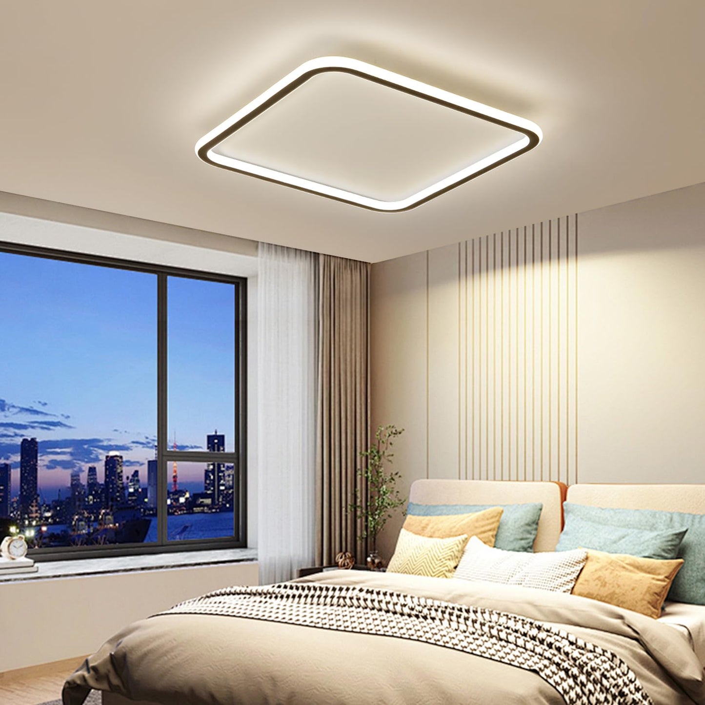 Mikeru 3000K Ceiling Light, 40 cm LED Round Ceiling Lighting, Warm White Ceiling Light, Flush Mount Bathroom Ceiling Lights Without Remote Control for Living Room, Hallway, Bedroom