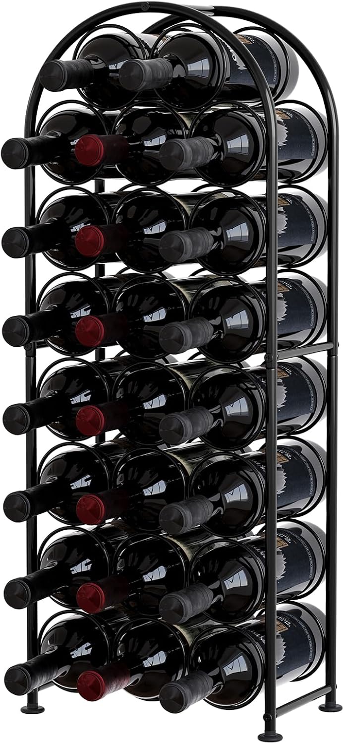 EasyPAG Metal 23 Bottles Wine Rack Freestanding Wine Holder Wine Rack Wine Holder Wine Storage Shelf Drinks Rack Floor Standing for Kitchen, Black