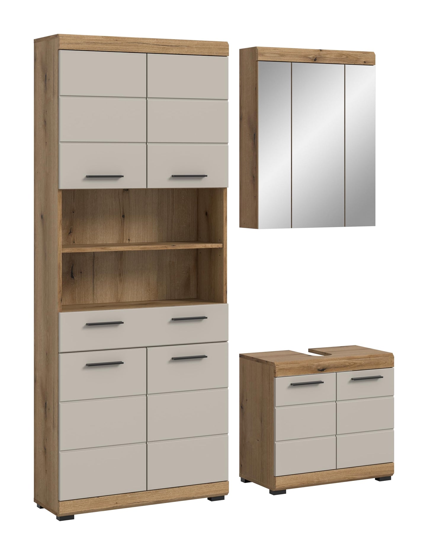 Badezimmer Scout X06B2723 Wall-Mounted Cupboard Wide Cabinet in Front White High Gloss Body Smoke Silver Nb. Approx. 74 x 79 x 24 cm