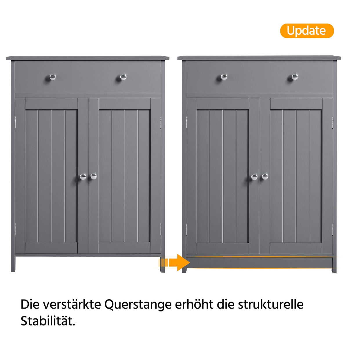 Yaheetech Bathroom Cabinet Kitchen Cabinet Chest of Drawers Storage Cabinet with Drawer and Double Door Bathroom 60 x 30 x 80 cm LBH White