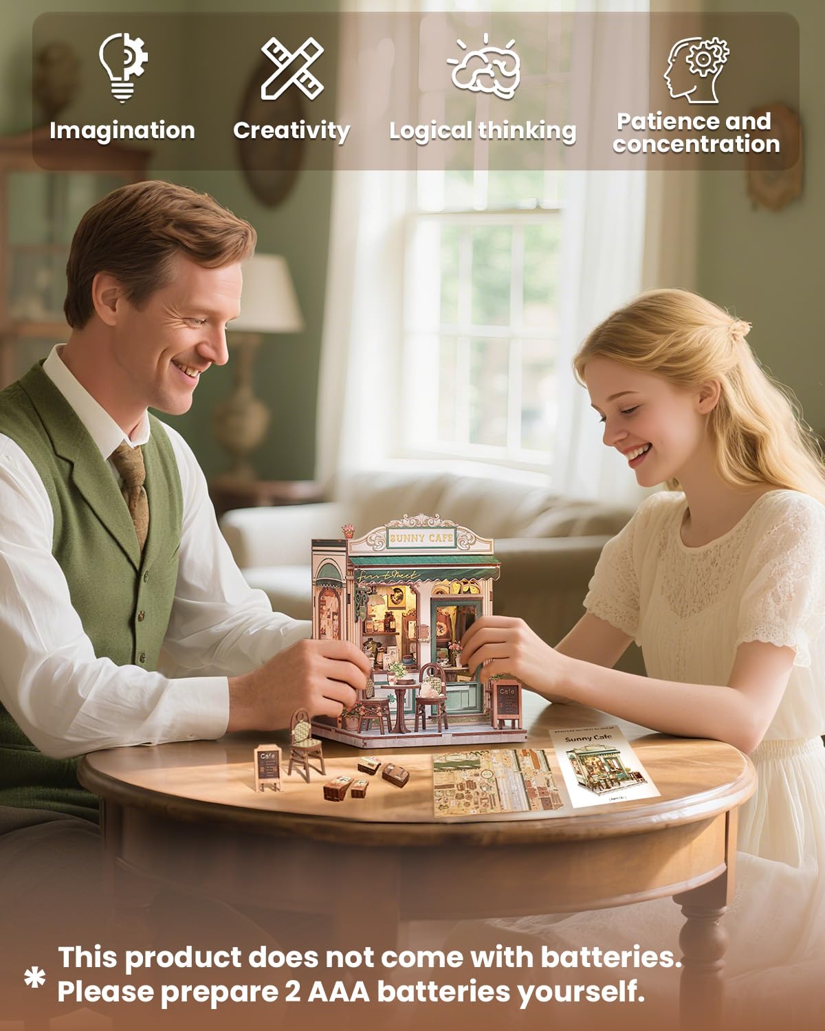 Endless Limit DIY Miniatur Haus Bausatz für Erwachsene,Puppenhaus Gewächshaus mit LED Licht,3D Puzzle Buchstütze aus Holz Modellbausatz Bastelset Bücherregal Deko Geschenken (Rose Garden Tea House)