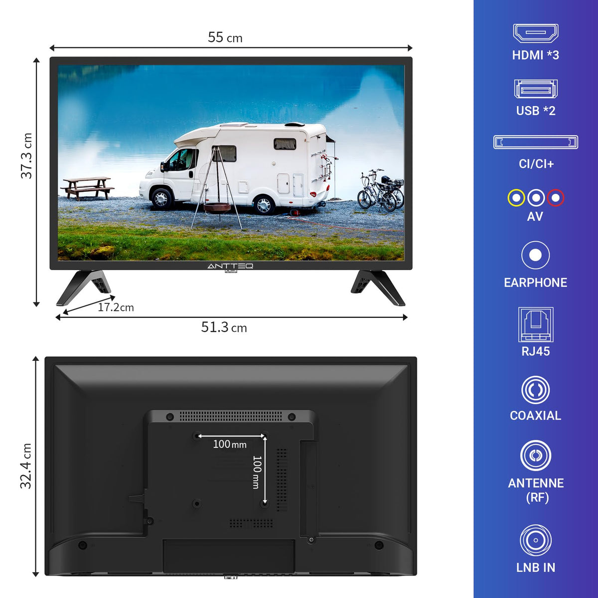 AB50D1 Fernseher 50 Zoll (TV 127 cm), Dolby Audio, LED, Triple Tuner DVB-C / T2 / S2, CI+, HDMI, Mediaplayer per USB, digitaler Audioausgang, incl. Hotelmodus