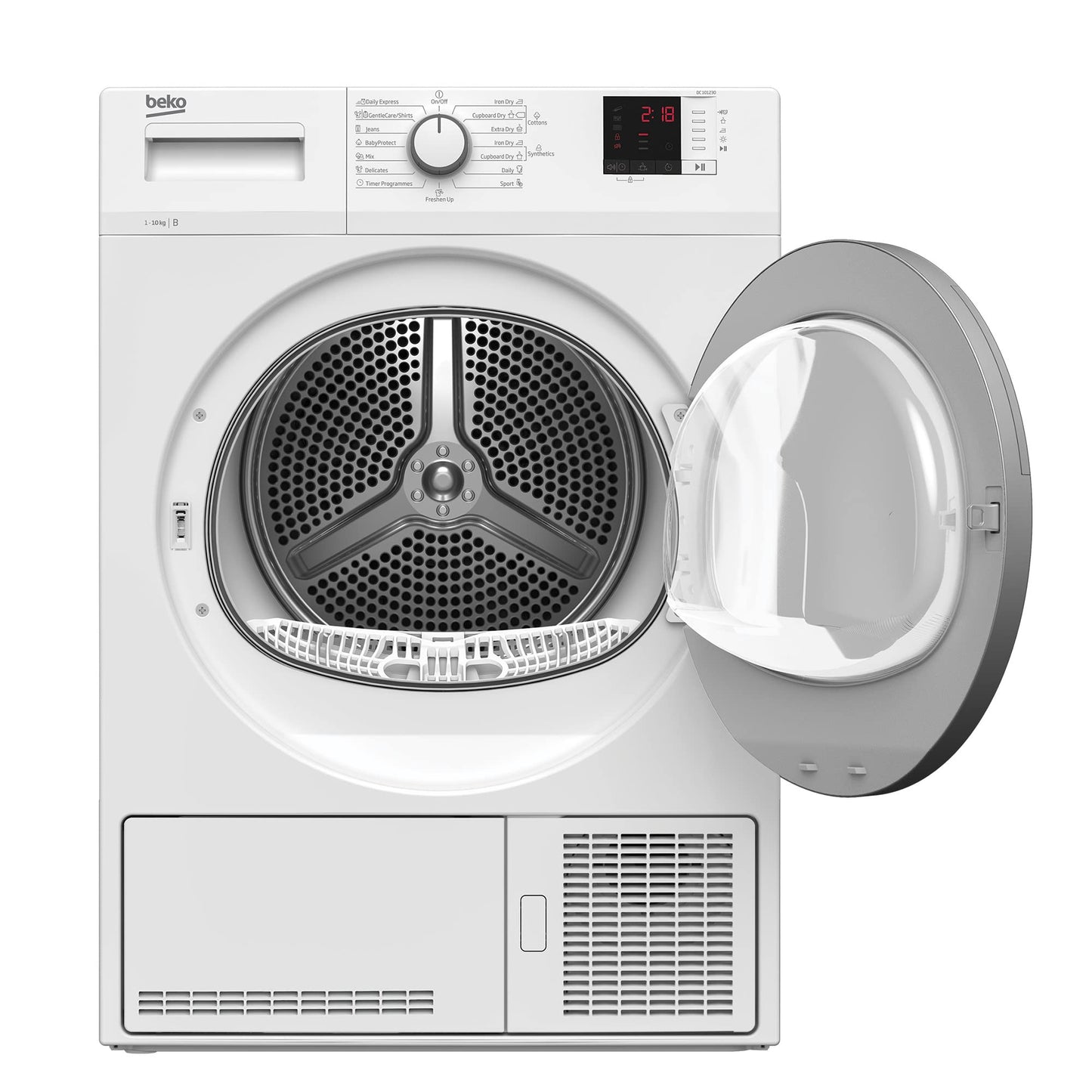 Beko BM3T38210W1 Heat Pump Dryer, Tumble Dryer, 8 kg, Suitable for Allergy Sufferers, Hygiene Drying & Refreshing Hygiene, 15 Programmes, Express, White
