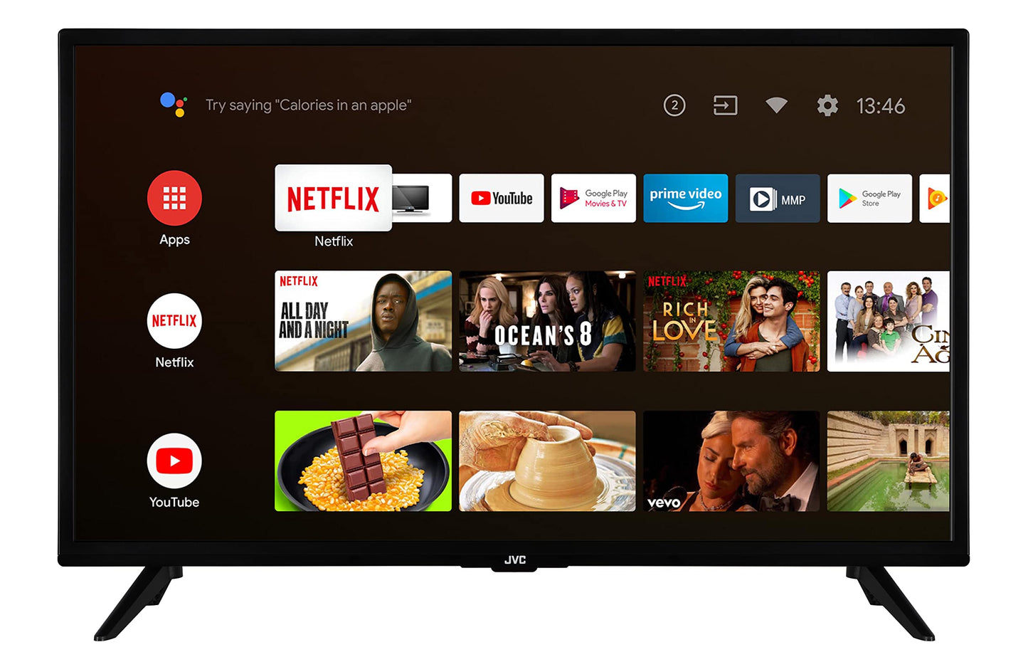 JVC 32 Zoll Fernseher Android TV (HD-Ready Smart TV, HDR, Triple-Tuner, Google Play Store) LT-32VAH3355