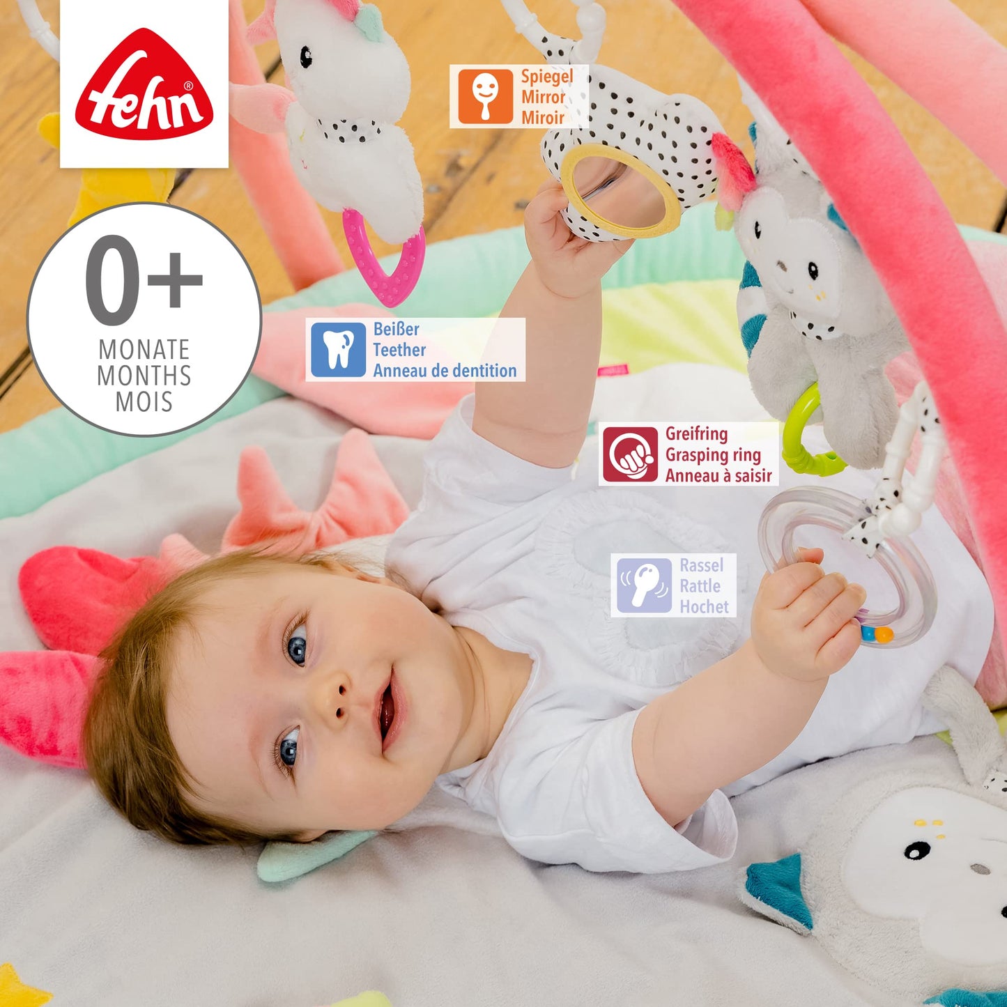 Fehn 3D Baby Play Gym with Beetle Motif Rainbow rainbow