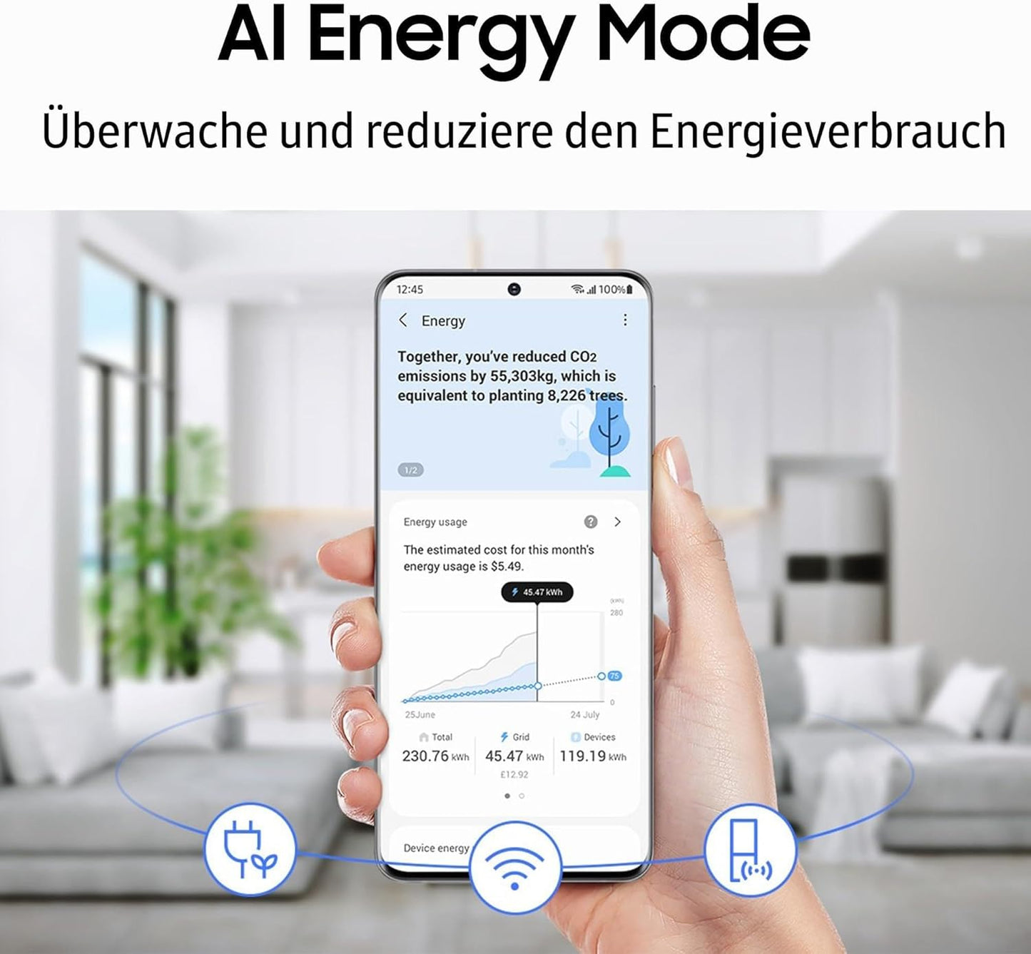 Samsung Fridge-Freezer, Fridge Freezer, 185 cm, 341 L Total Volume, 114 L Freezer, AI Energy Mode, Water Dispenser, Stainless Steel Look, RL34C652CSA/EG