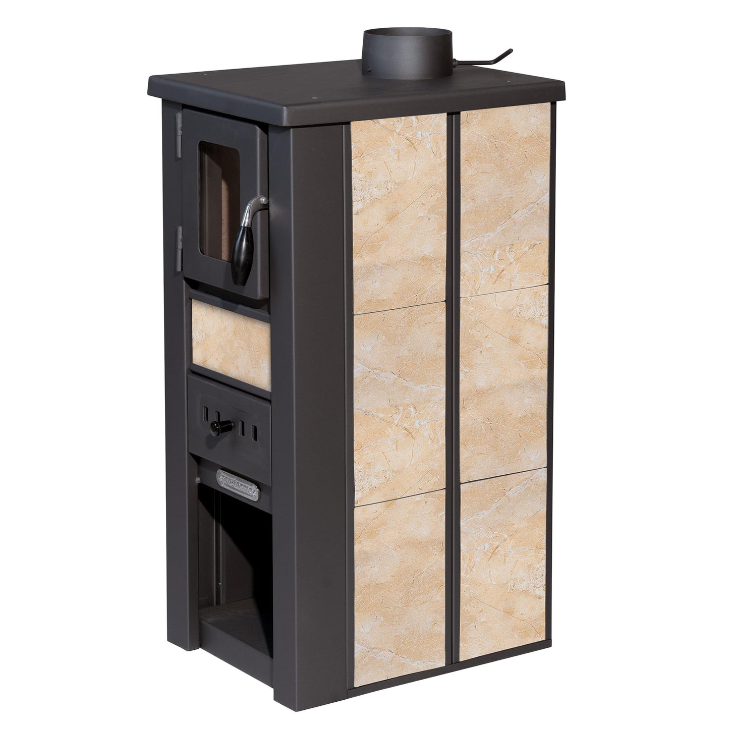 ProTermo Lava Ceramic Wood Stove - 6.5 kW Heating Output - 35 x 44 x 78 cm Wood Stove with Fireclay Blocks [Energy Efficiency Class A] with Viewing Window Wood Fireplace