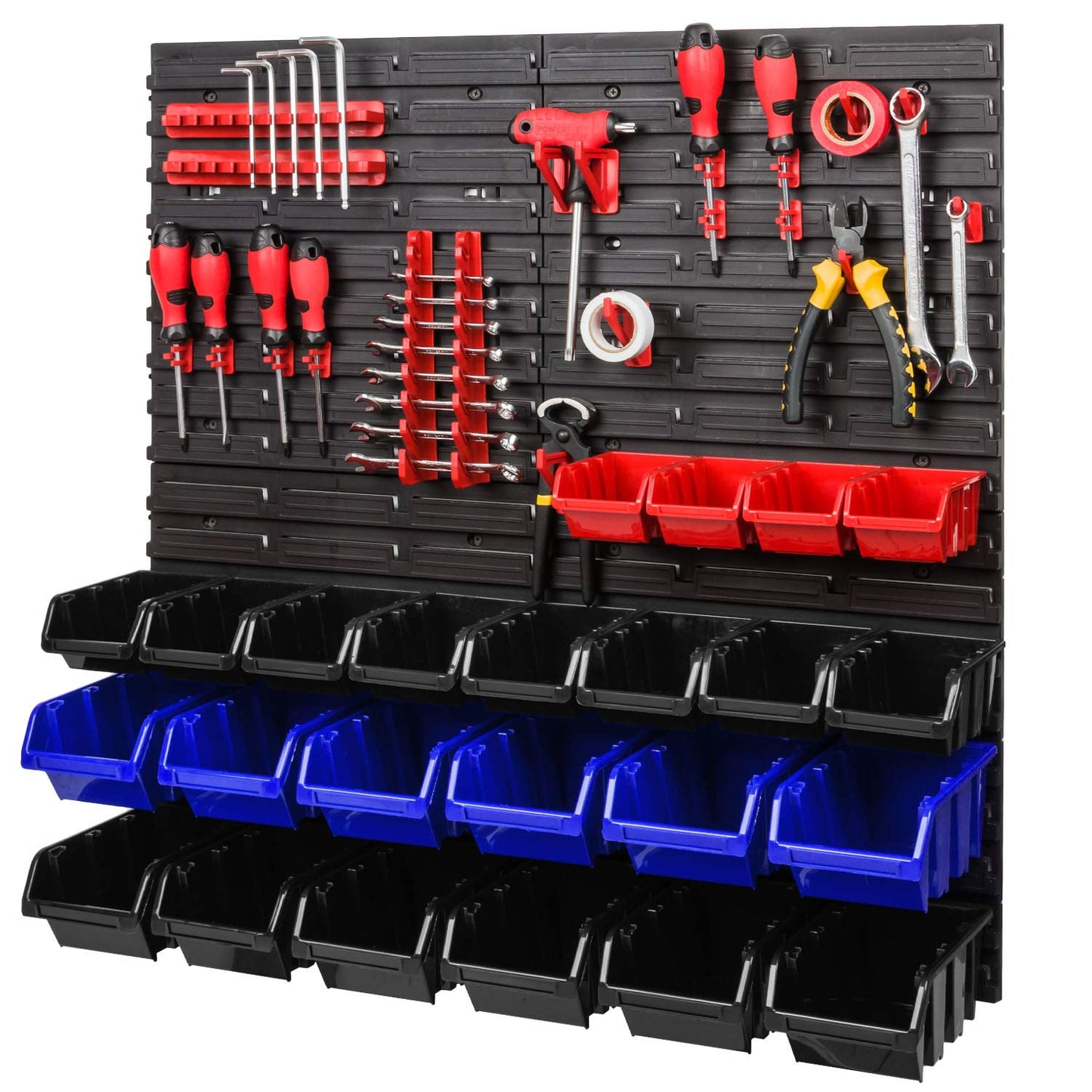 Storage System, 780 x 1152 mm, Stacking Boxes, Wall Shelf, 20 Holders, Storage Boxes, 44 Boxes, 5 Compartments