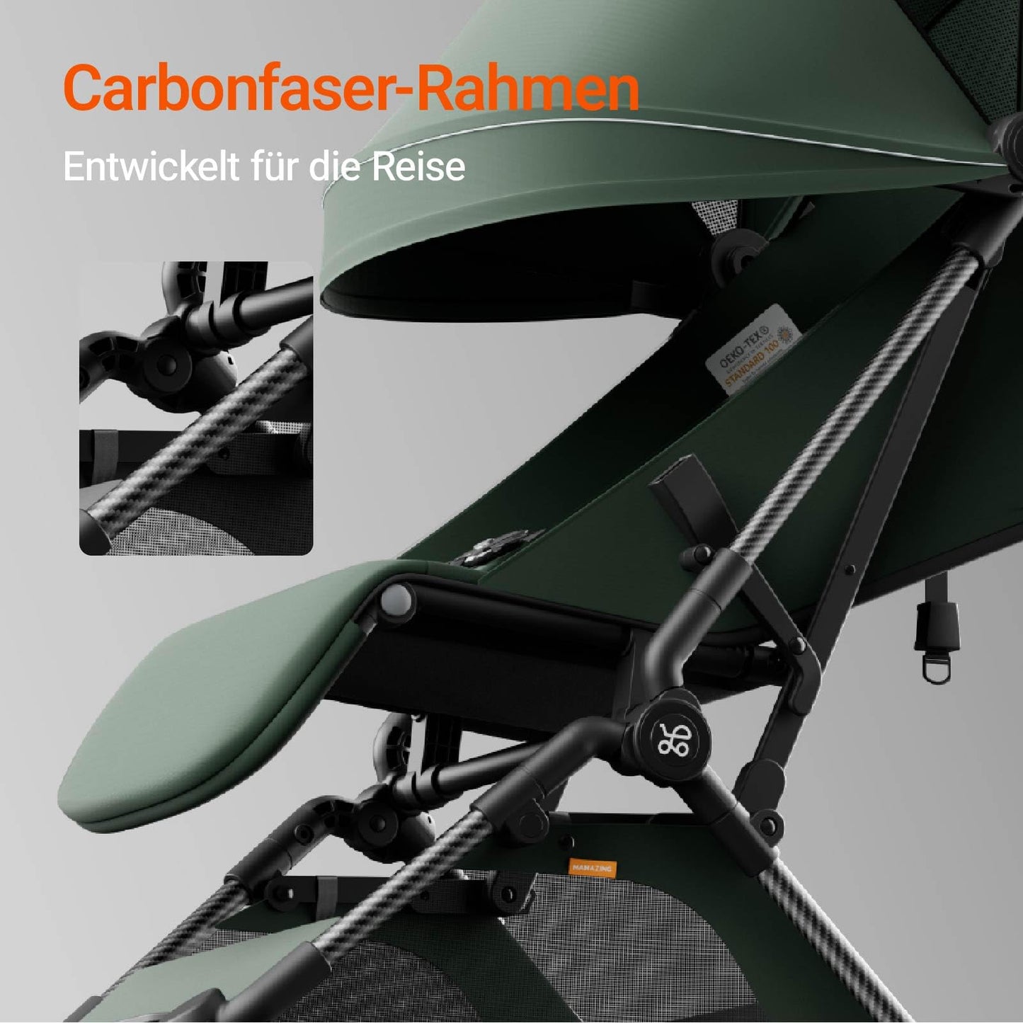 MAMAZING Baby Travel Buggy Pushchair for 6 - 4 Years up to 22 kg, Hand Luggage, Suitable for Small Folding Buggy Aeroplane with One-Handed Folding Design, Lightweight and Compact (5.26 kg) Made of