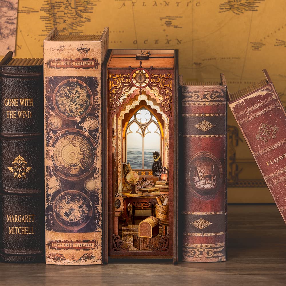 CUTEBEE Book Nook Kit – DIY Puppenhaus Häuser, Miniatur Haus Selber Bauen für Erwachsene, 3D-Holzpuzzle & Buchstütze | Kreatives Set für Bücherregal Dekor | Geschenk,199 PCS (Champs-Élysées Florist)