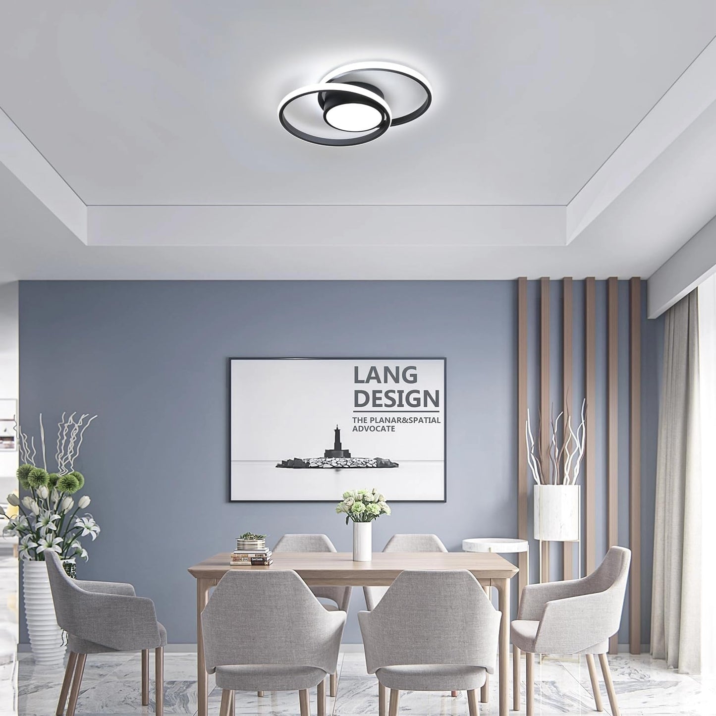 Comely LED Ceiling Lights, Pack of 2, 32 W, Round, 2350 lm, Modern, for Bedrooms, Bathrooms, Kitchens, Corridors, Balconies, 4500 K Neutral Light, Diameter 280 mm
