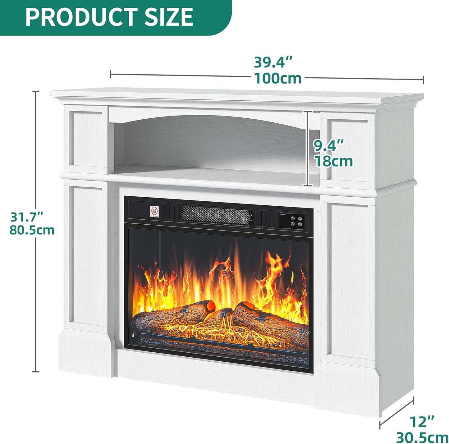 YITAHOME Electric Fireplace, 23 Inch Realistic 3D Flame Effect, Heat-Free Standing Electric Fireplace with Timer and 24-Colour LED Light Strip and Remote Control