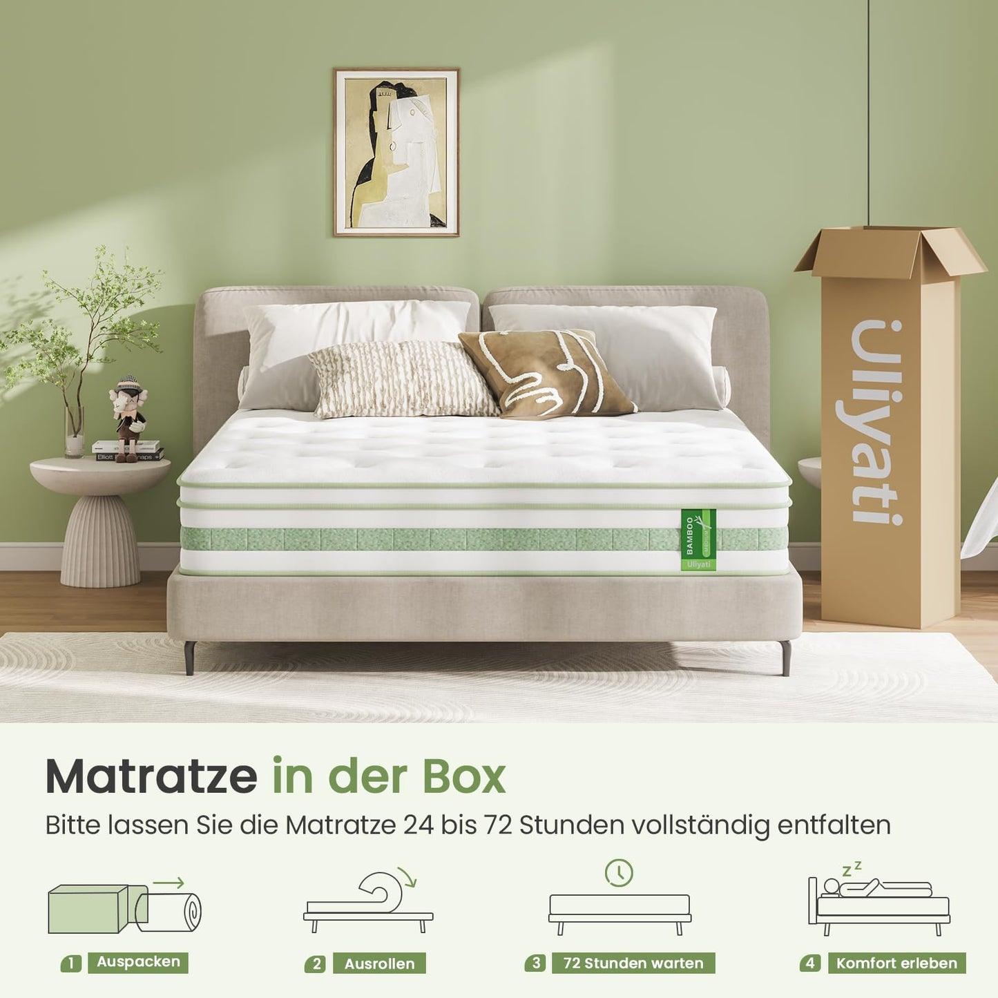 Mattress 140 x 200 cm, 25 cm Height Pocket Spring Mattress, Oeko-Tex Certified, Orthopaedic Spring Mattress, Ergonomic Rolled Mattress H3 Medium Firm